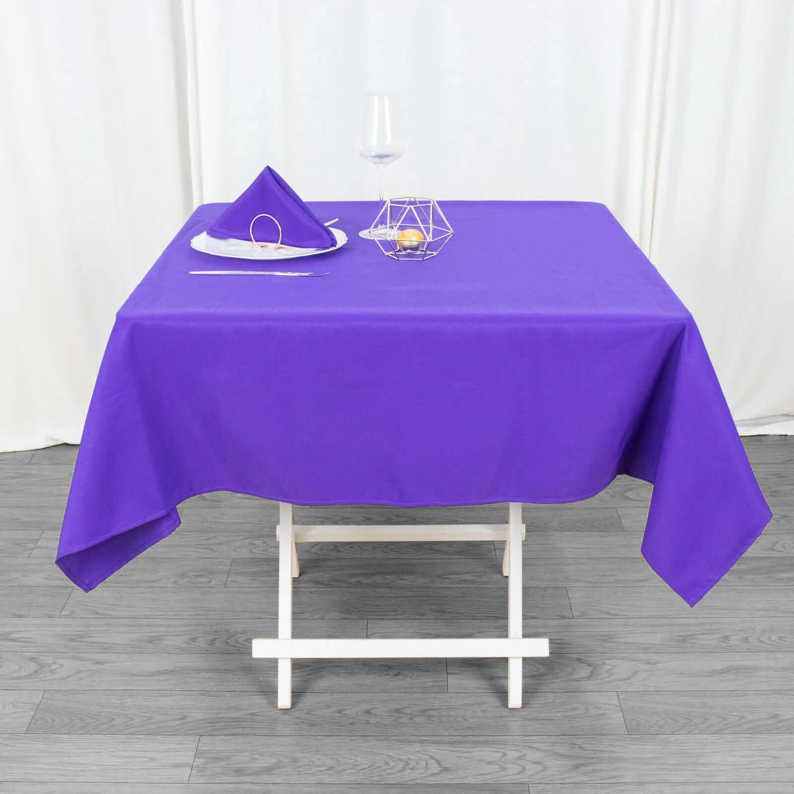 Hot Sale! 54x54 Purple Square Polyester Tablecloth - 220GSM Stain & Wrinkle Resistant