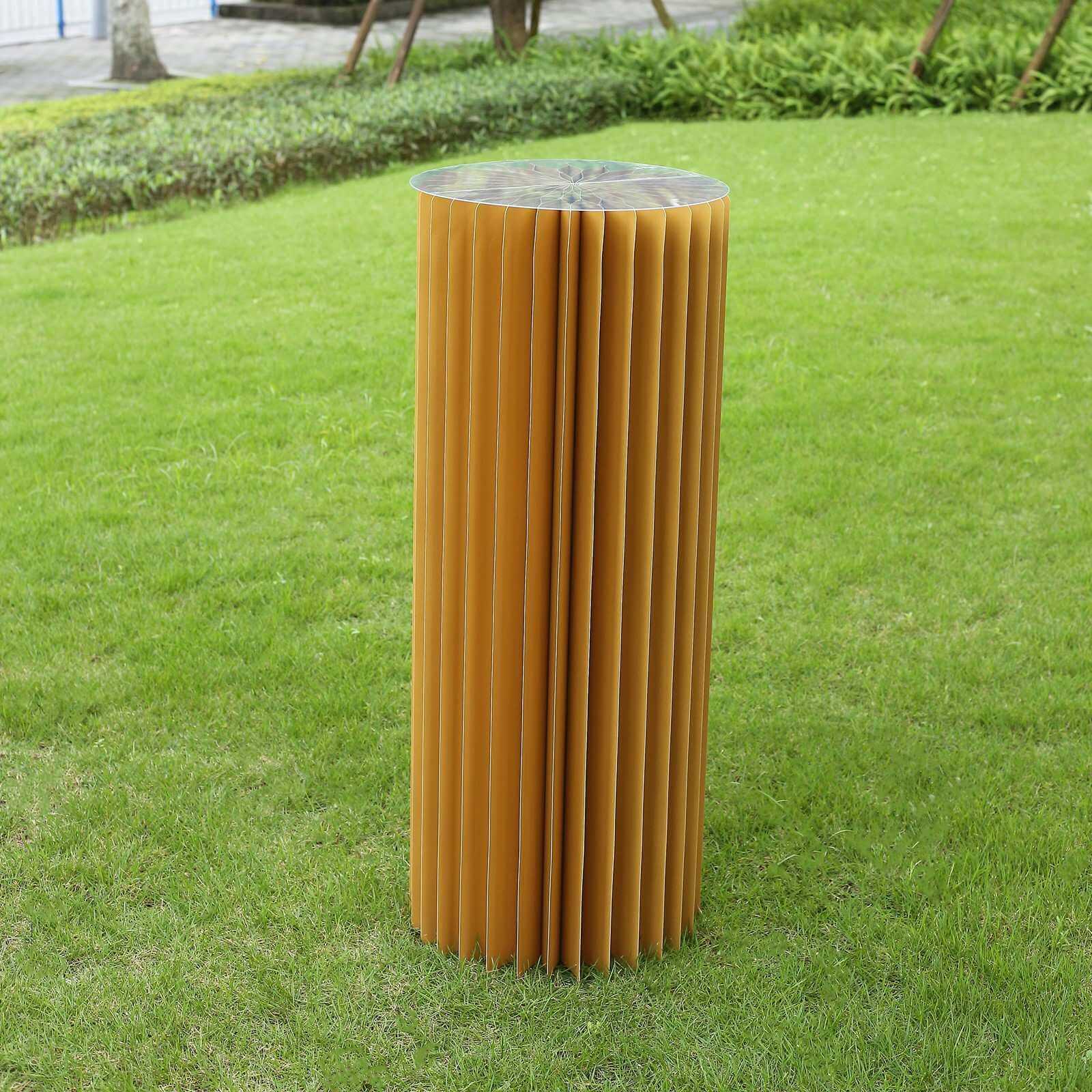 Premium 40 Gold Accordion Cylinder Display Stand with PVC Top Plate