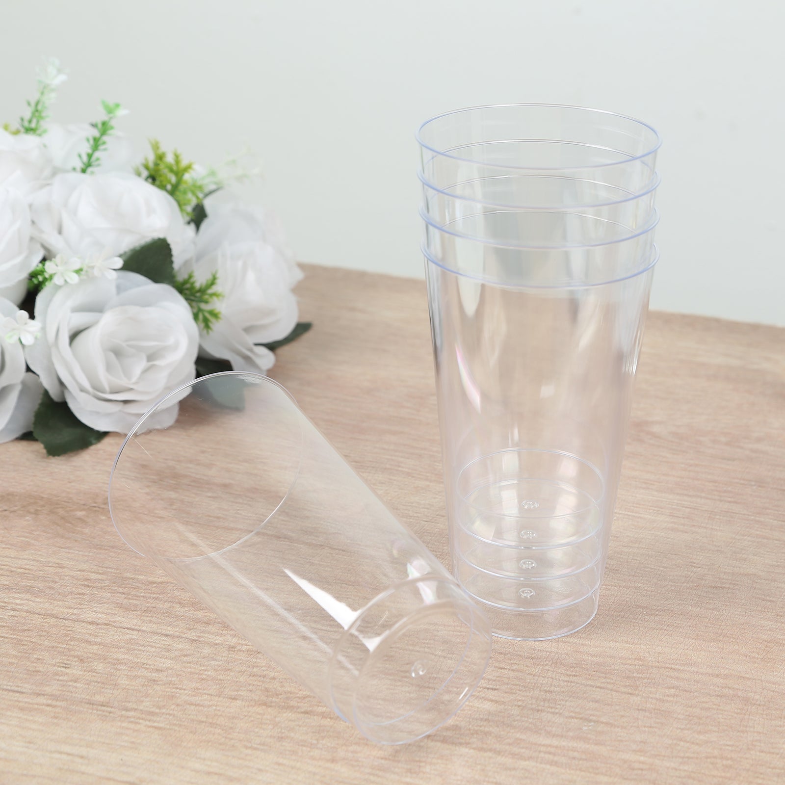12-Pack Clear Plastic Disposable Party Cups - 17oz Durable Tumblers for Drinks