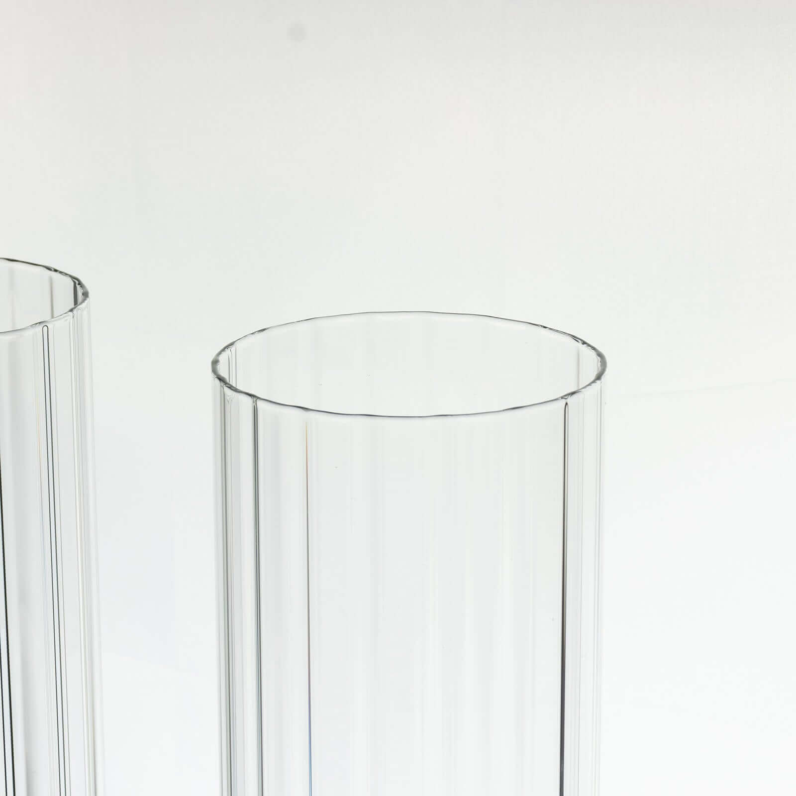 Hot Deal! 2-Pack 20" Clear Ribbed Glass Hurricane Shades for Stylish Candle Holders