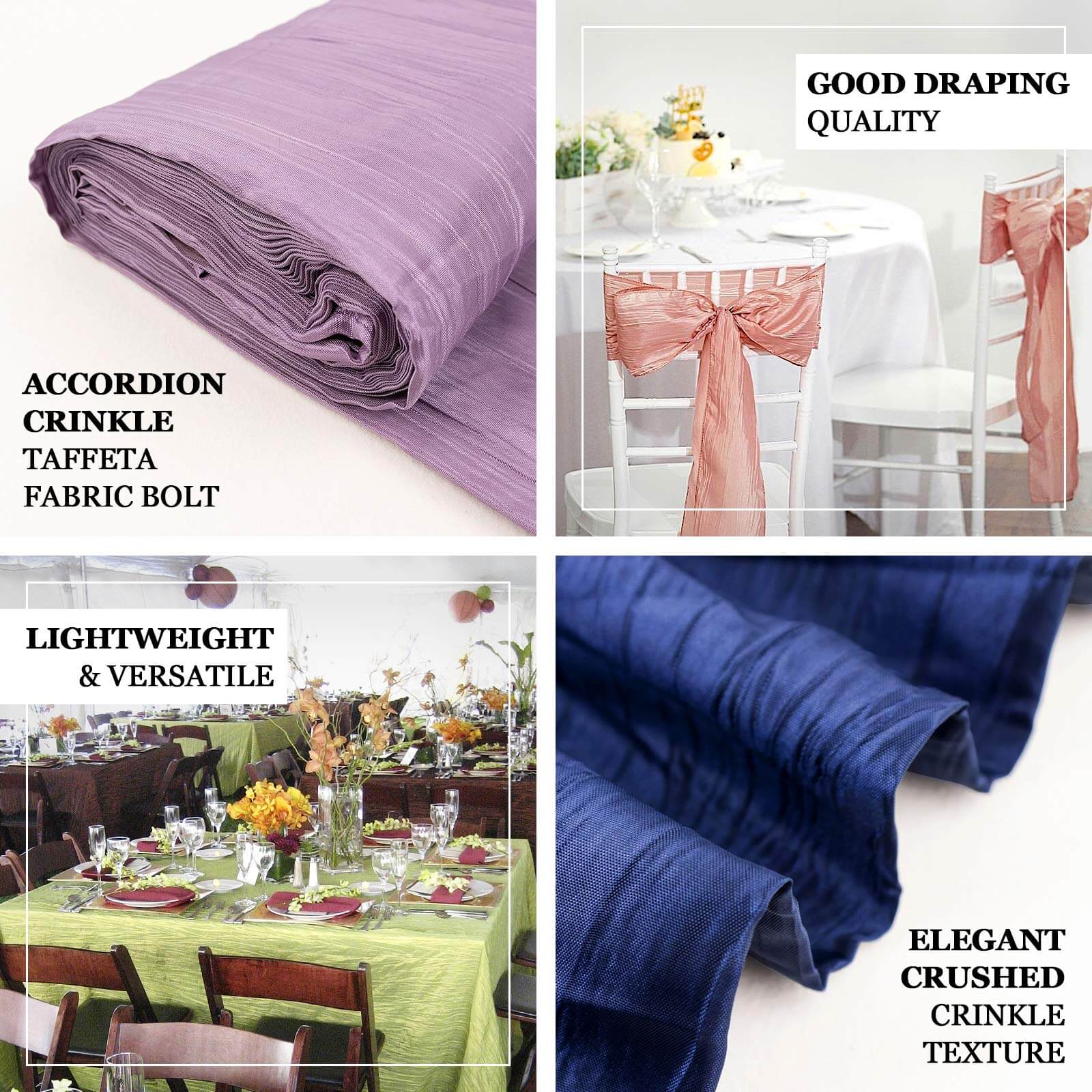 Hot Deal! 54'x10 Yards Fuchsia Accordion Crinkle Taffeta Fabric Bolt