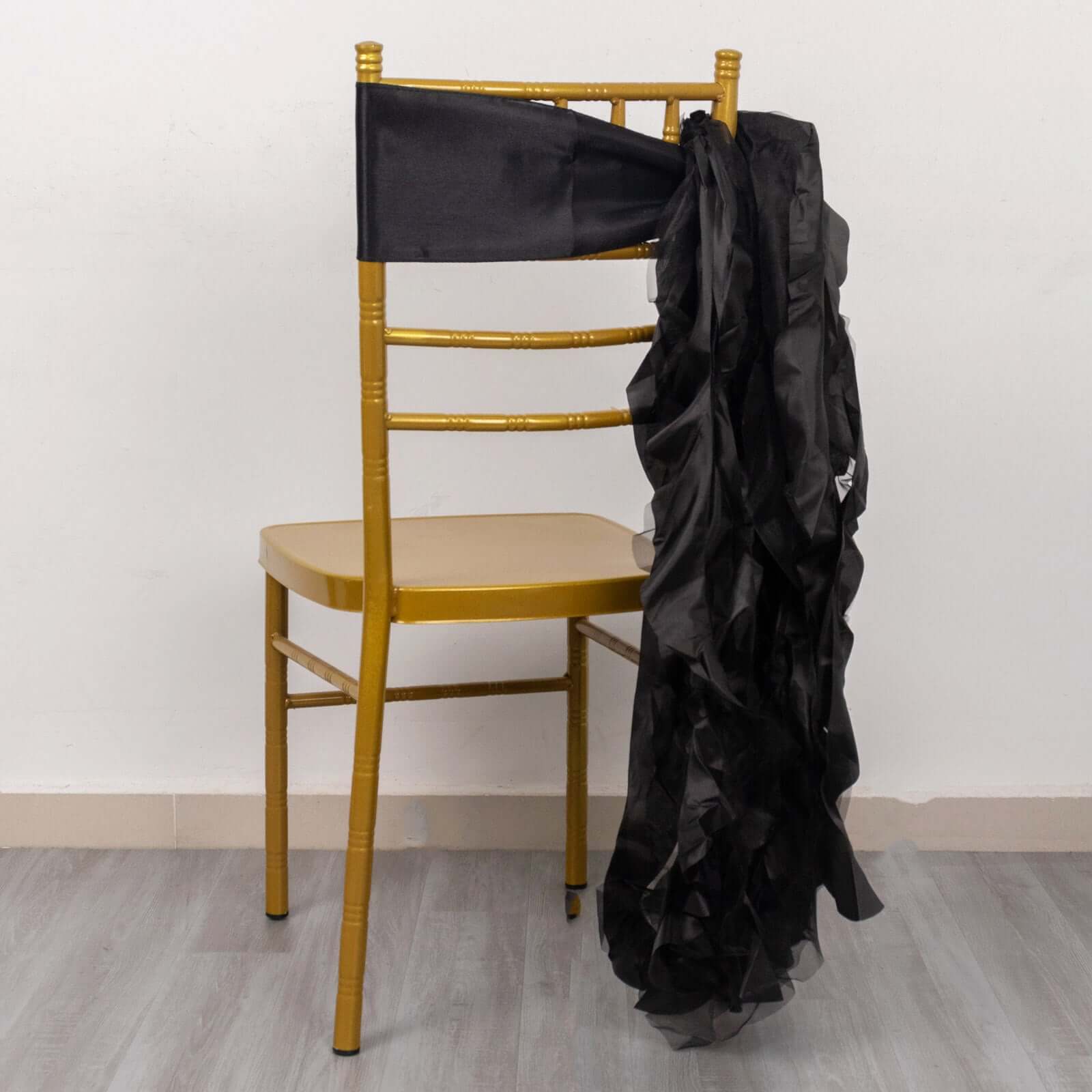 Special Offer! 5-Pack Black Chiffon Satin Curly Willow Chair Sashes for Wedding Decor
