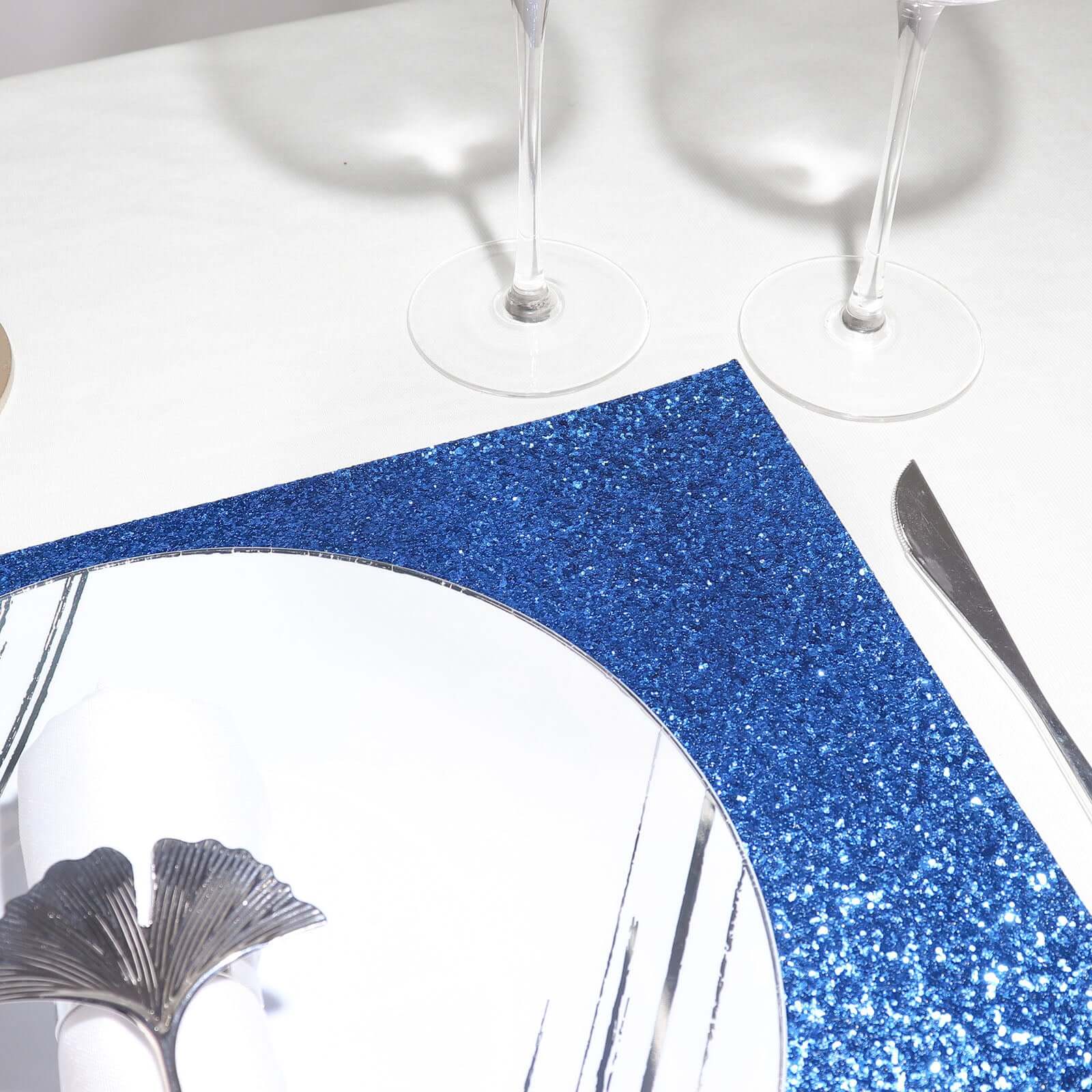 Hot Deal! 6-Pack Royal Blue Glitter Rectangle Non-Slip Placemats 12x18