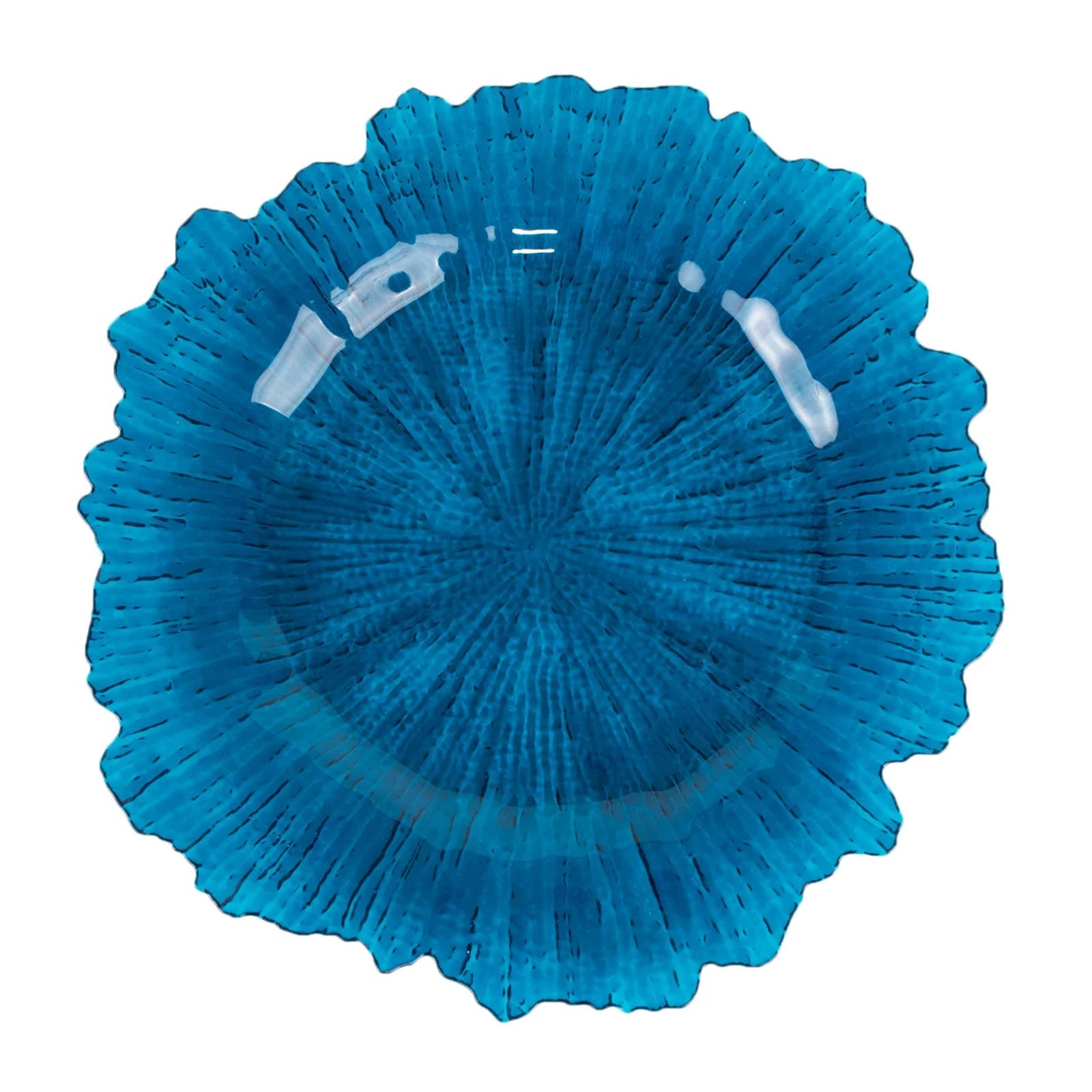 Hot Sale! 6-Pack 13-Inch Transparent Navy Blue Round Acrylic Plastic Dinner Charger Plates with Reef Design