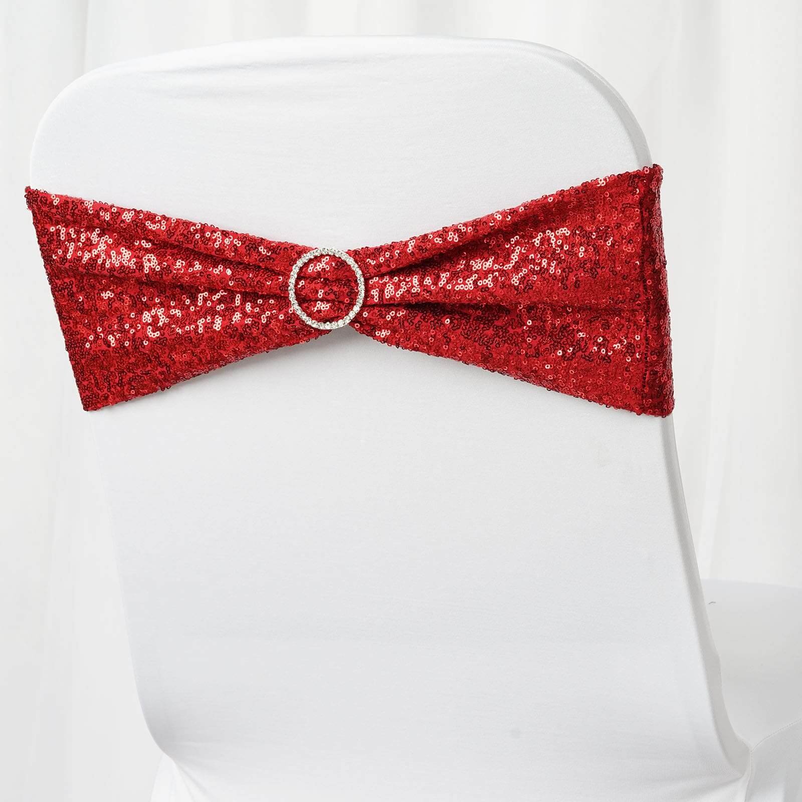 Hot Sale! 5-Pack Red Sequin Spandex Stretch Chair Sashes 6x15