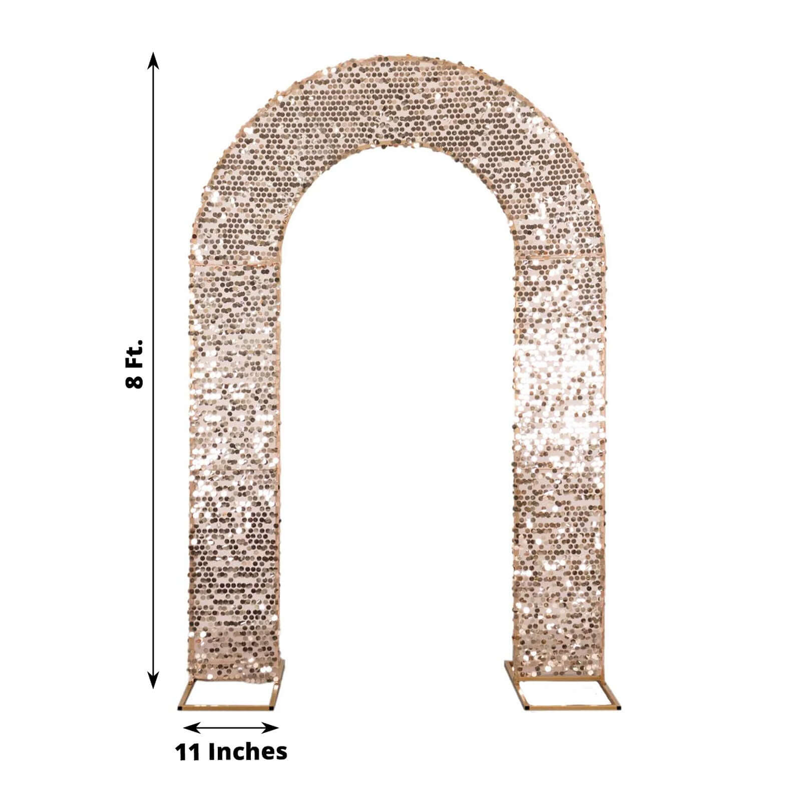 8ft Rose Gold Sparkly Payette Sequin U-Shaped Wedding Arch Slipcover