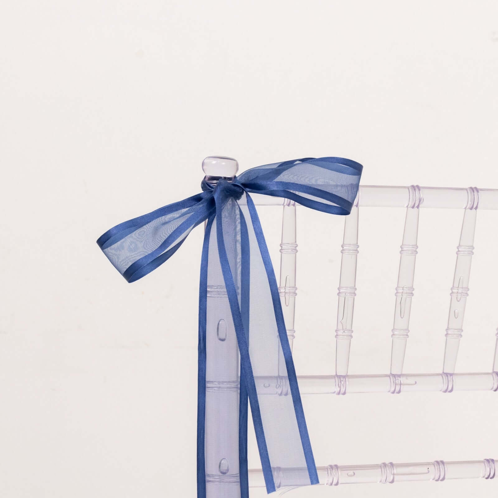 Navy Blue 1.5-inch Sheer Organza Ribbon with Satin Edges, 25 Yards