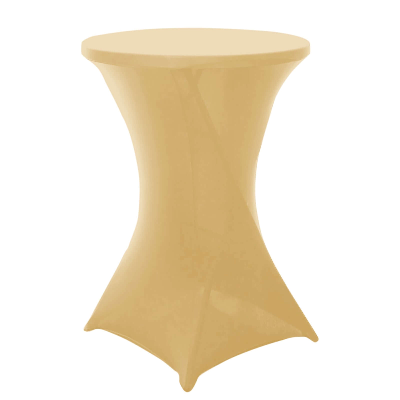 Champagne Stretch Spandex Fitted Cocktail Table Cover for 24 - 32 Inch Tables