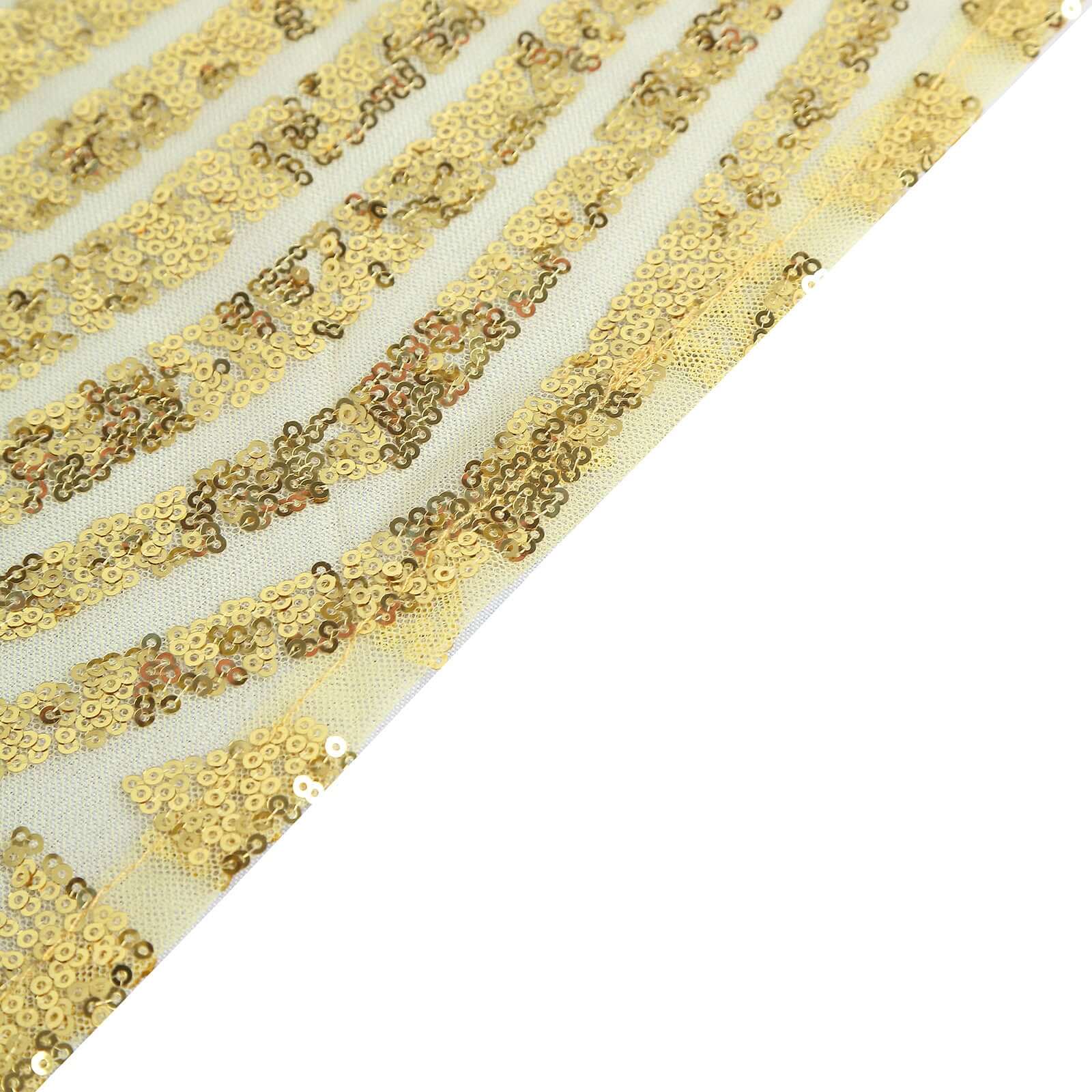 Gold Sequin 120 Round Tablecloth - Glam Seamless Diamond Design for Special Events