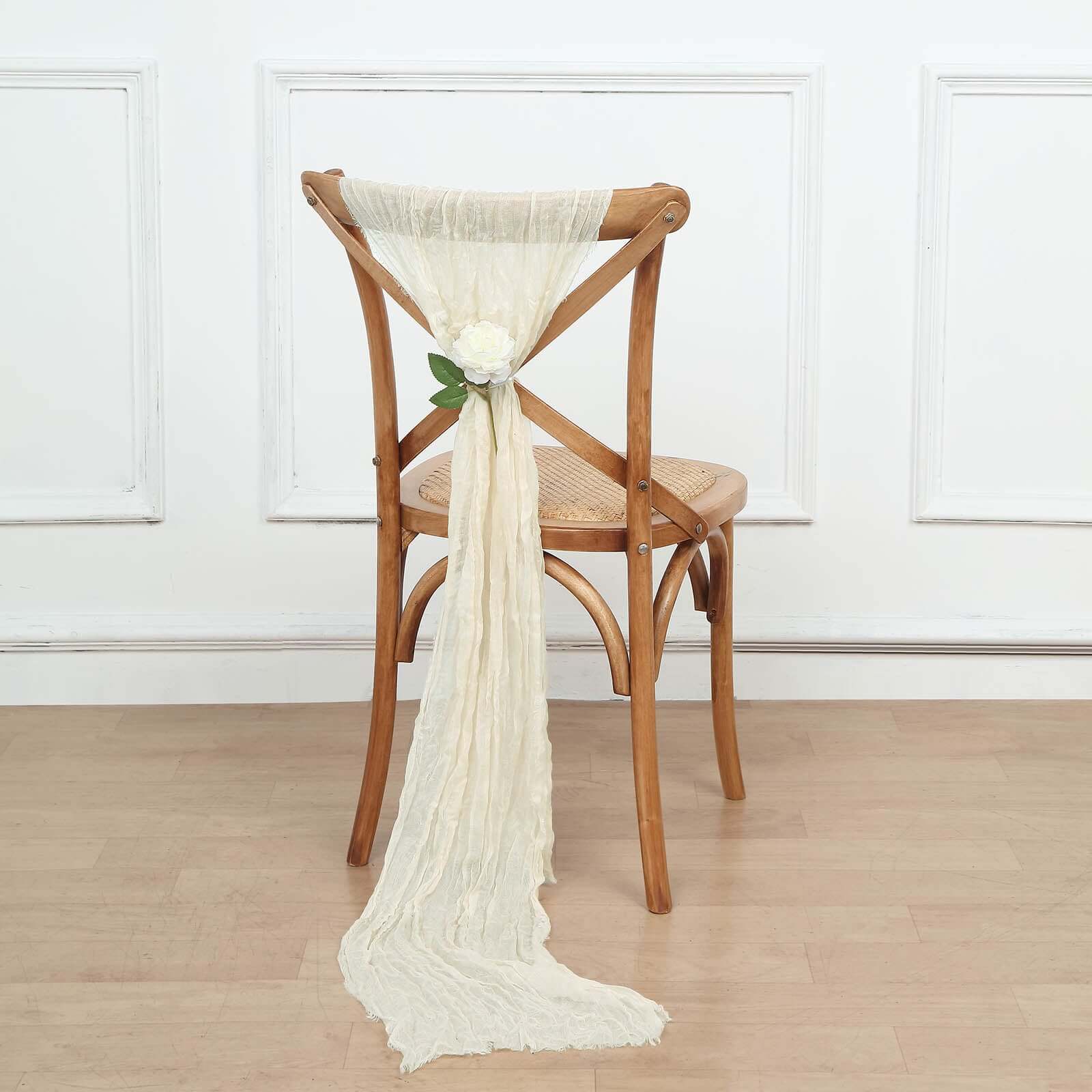 5-Pack Cream Cheesecloth Chair Sashes - Perfect Boho Decor for Events