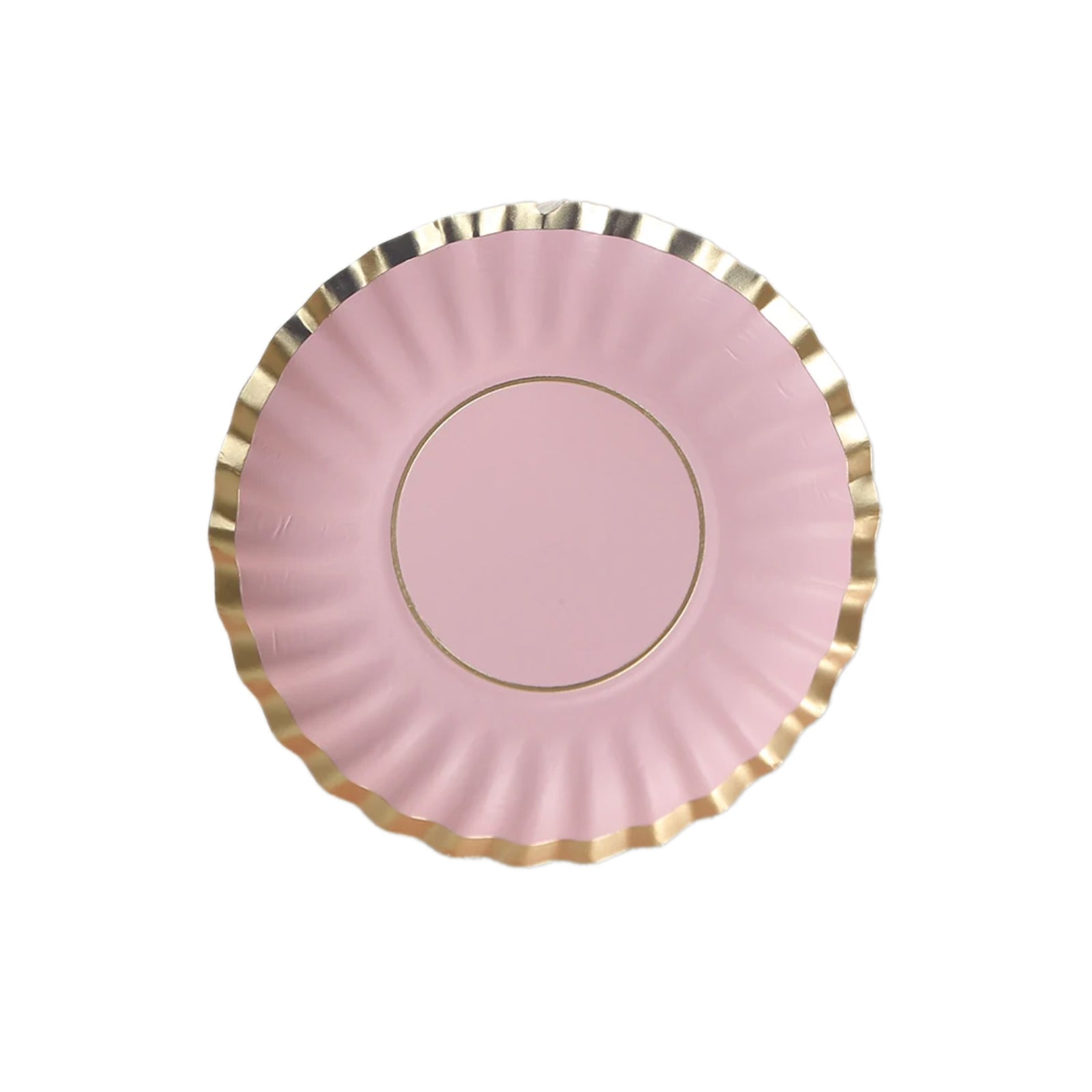 Hot Deal! 50-Pack Disposable Mini Round Blush Party Plates with Gold Scalloped Rim for Desserts