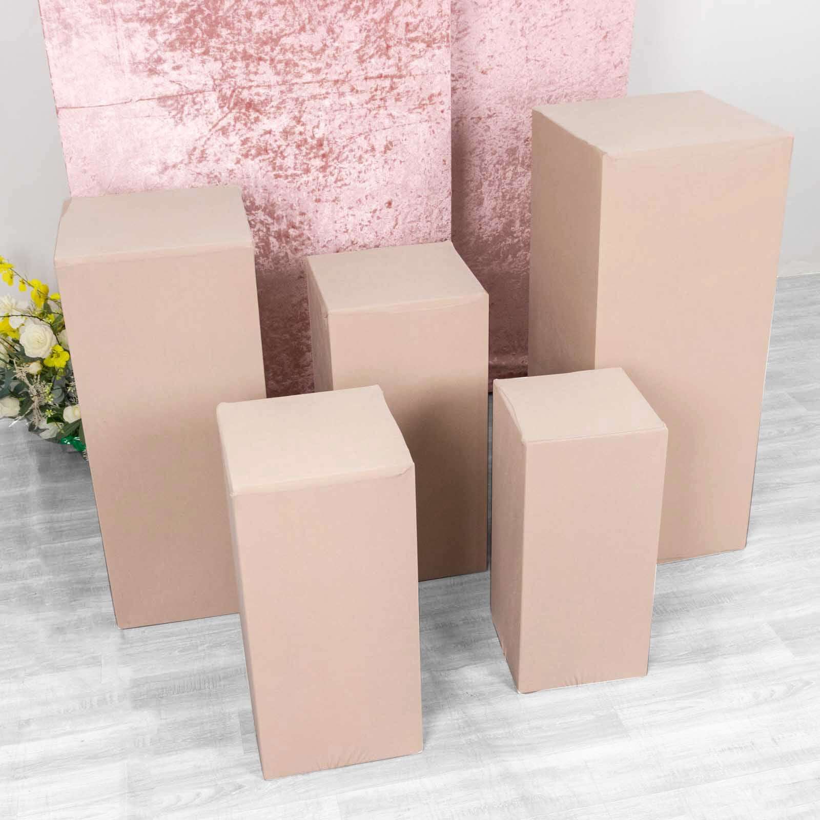 5-Piece Set of Stretchable Nude Spandex Rectangle Pedestal Stand Covers - 160 GSM