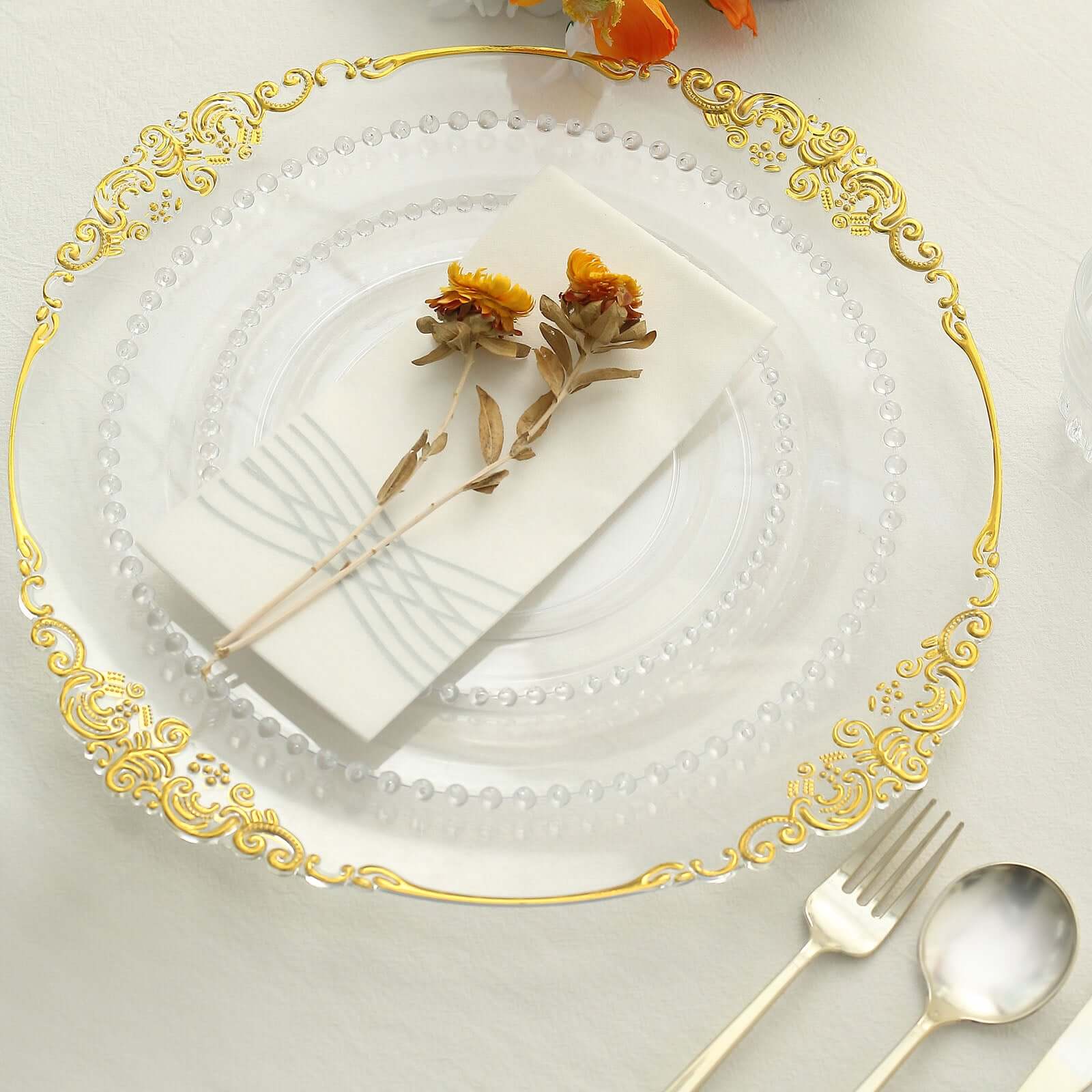 Get 10-Pack of Clear Round Plastic Dessert Plates with Beaded Rim for Parties and Events