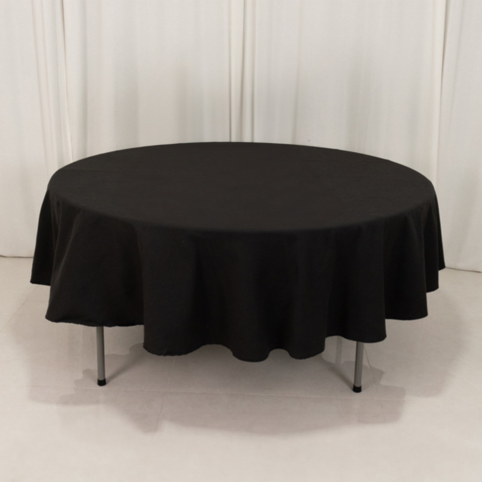 Exclusive 90-Inch Wrinkle-Resistant Black Cotton Blend Round Tablecloth for Events
