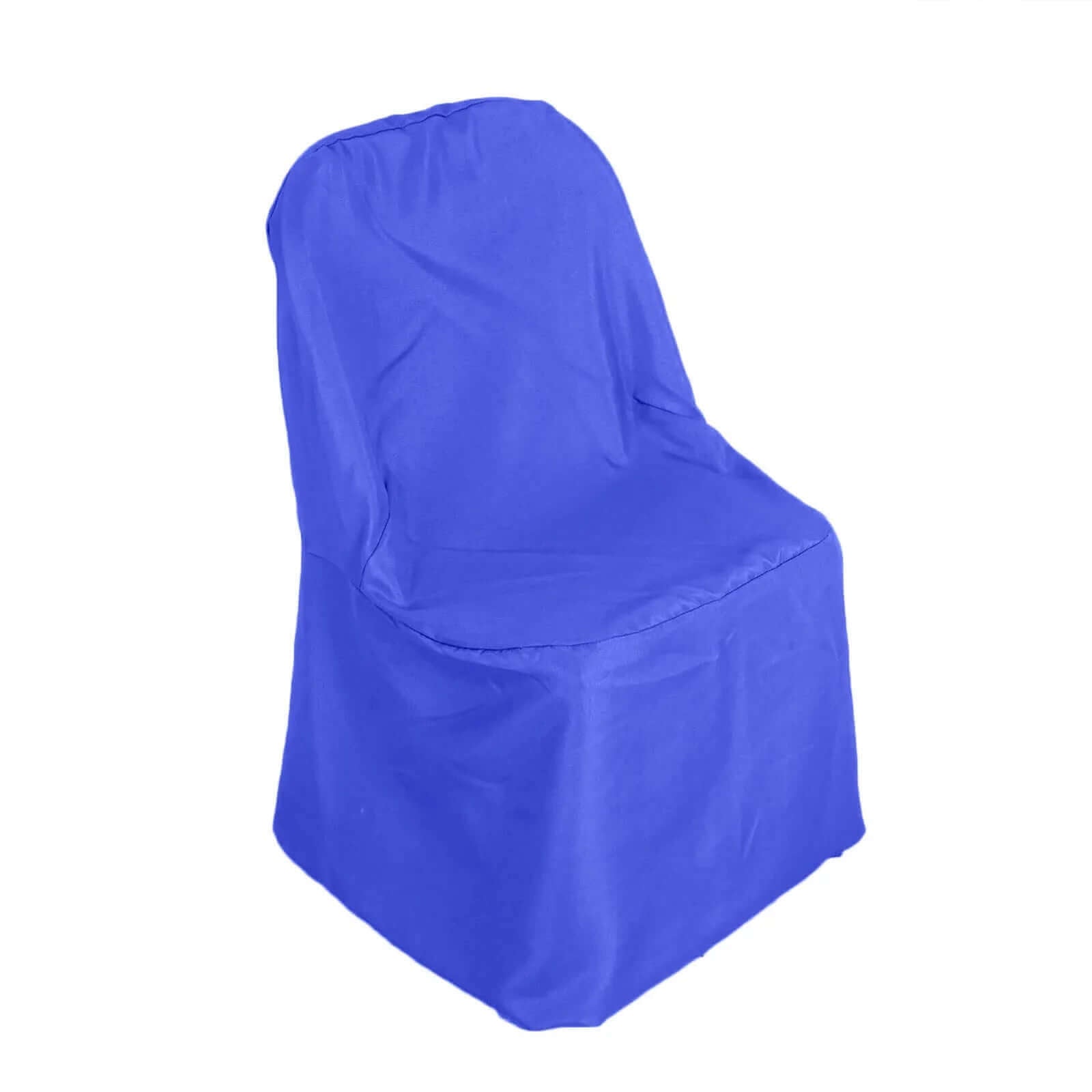 10-Piece Royal Blue Polyester Wrinkle-Free Slip-On Chair Covers for Folding Chairs