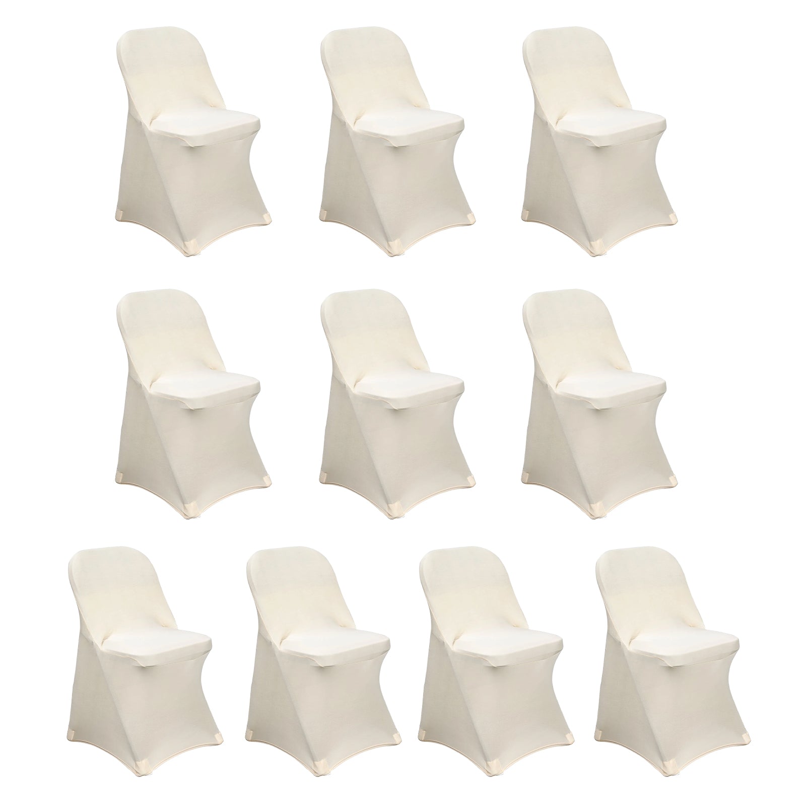 10-Pack Durable Beige Spandex Stretch Chair Covers for Folding Chairs - Great Deal!