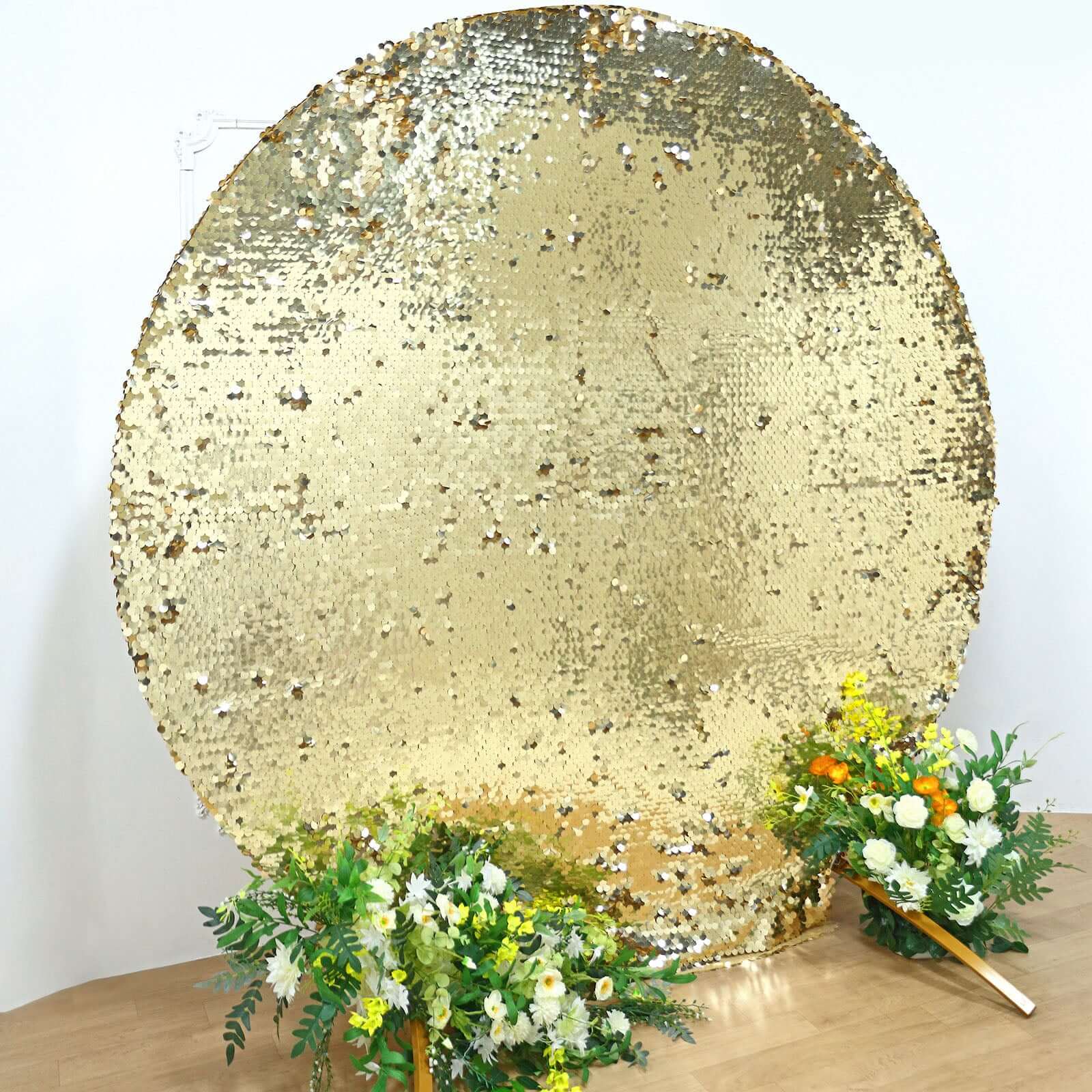 7.5ft Champagne Sparkly Double-Sided Payette Sequin Wedding Arch Backdrop Cover - Perfect for Events