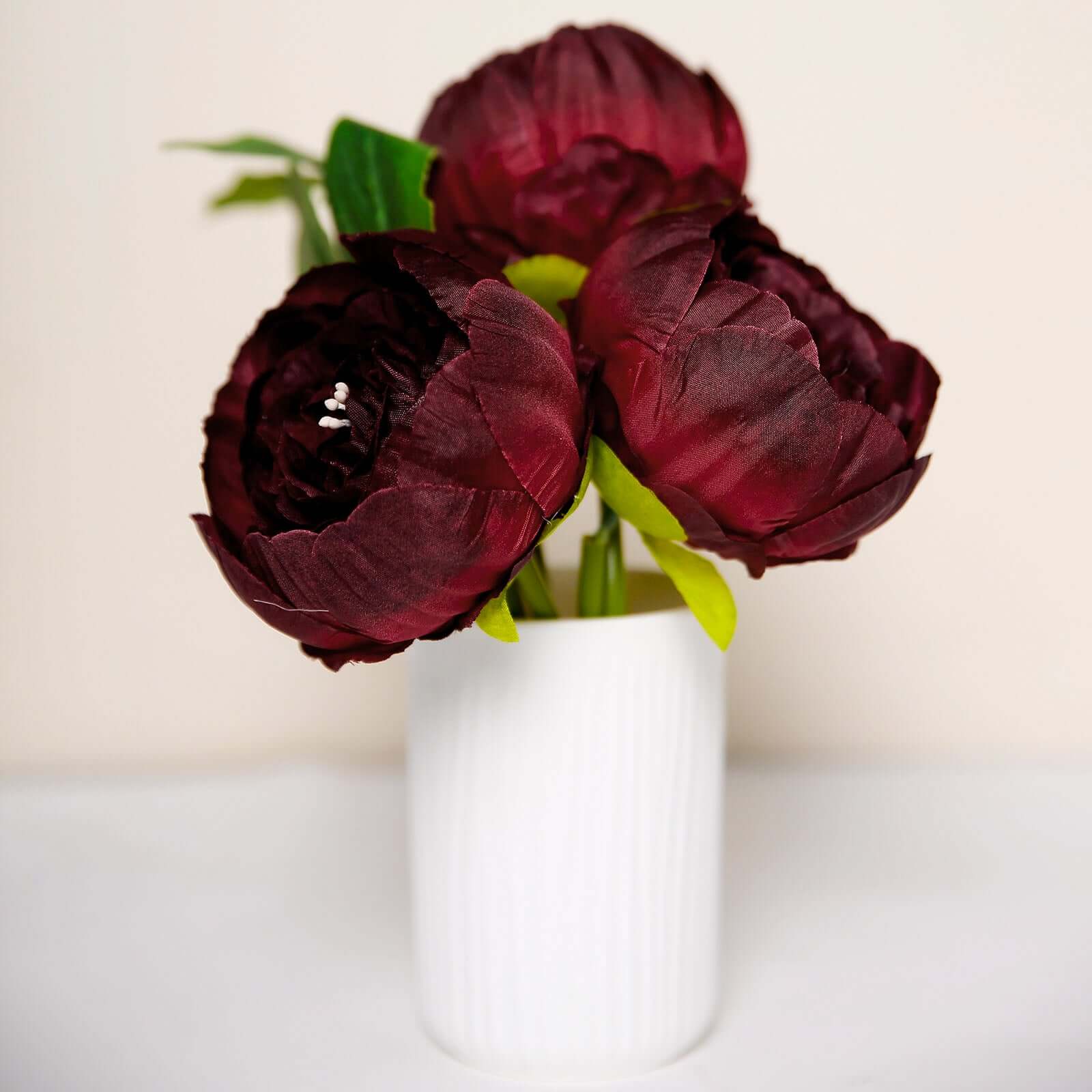 Hot Sale! 10-Pack Burgundy Artificial Peony Flower Heads for DIY Craft, Event Styling & Floral Arrangements