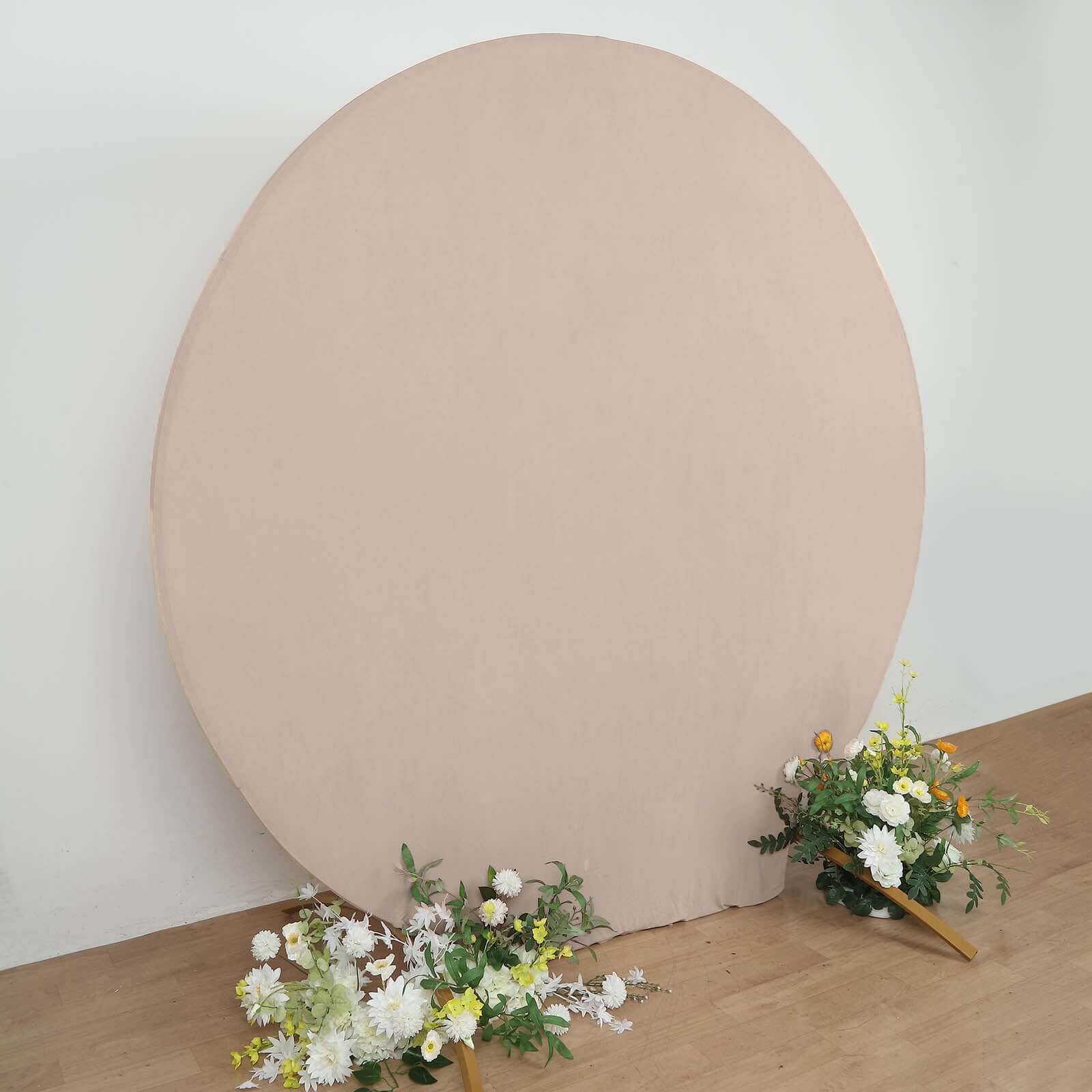 7.5ft Nude Round Spandex Party Backdrop Stand Cover - Perfect for Weddings and Events