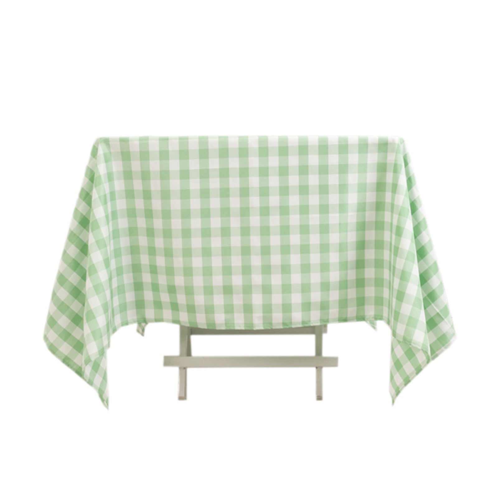Premium Polyester Checkered Buffalo Plaid Table Cover in White/Sage Green, 70x70 Square