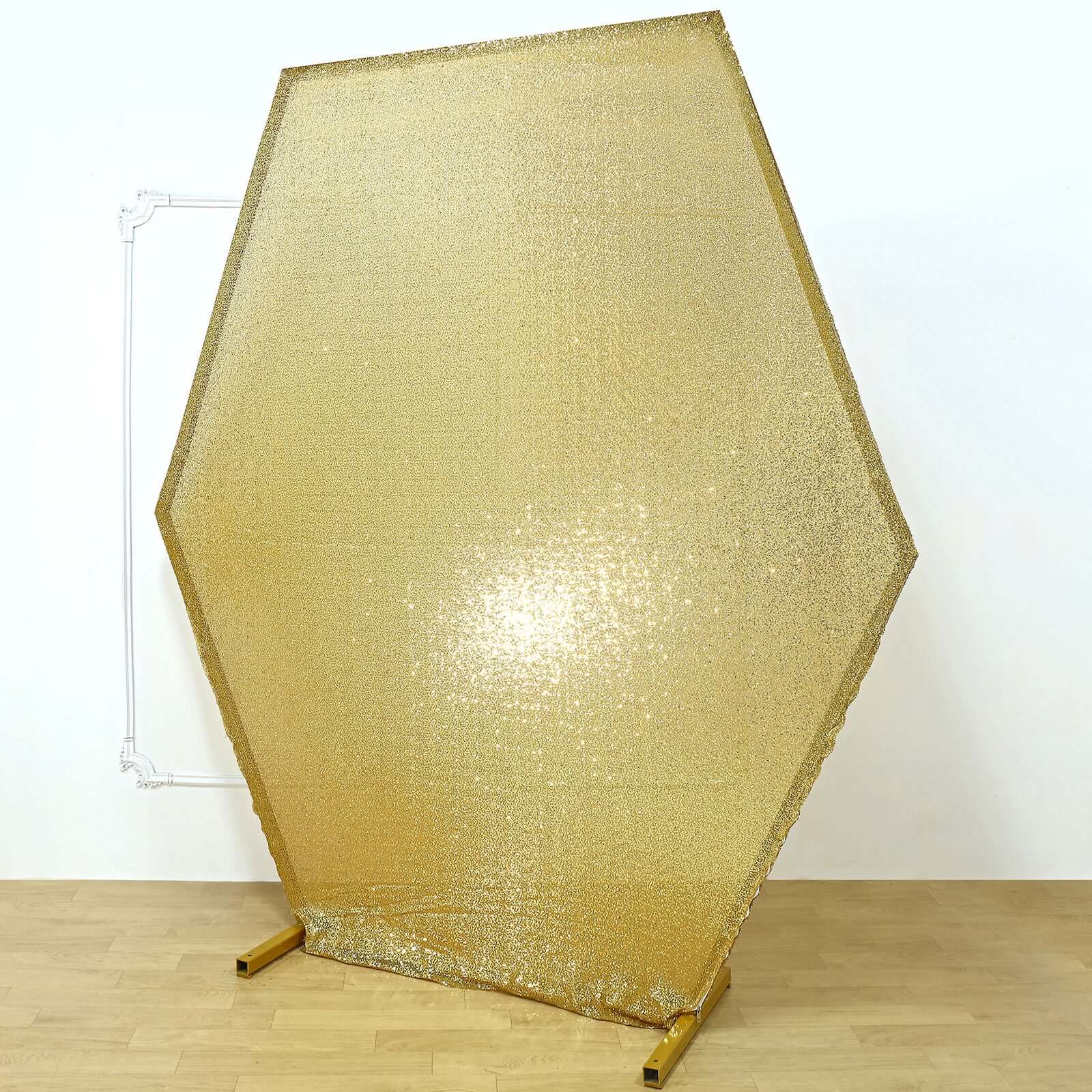 8ft x 7ft Gold Metallic Shiny Sequin Double-Sided Custom Wedding Arch Backdrop Cover