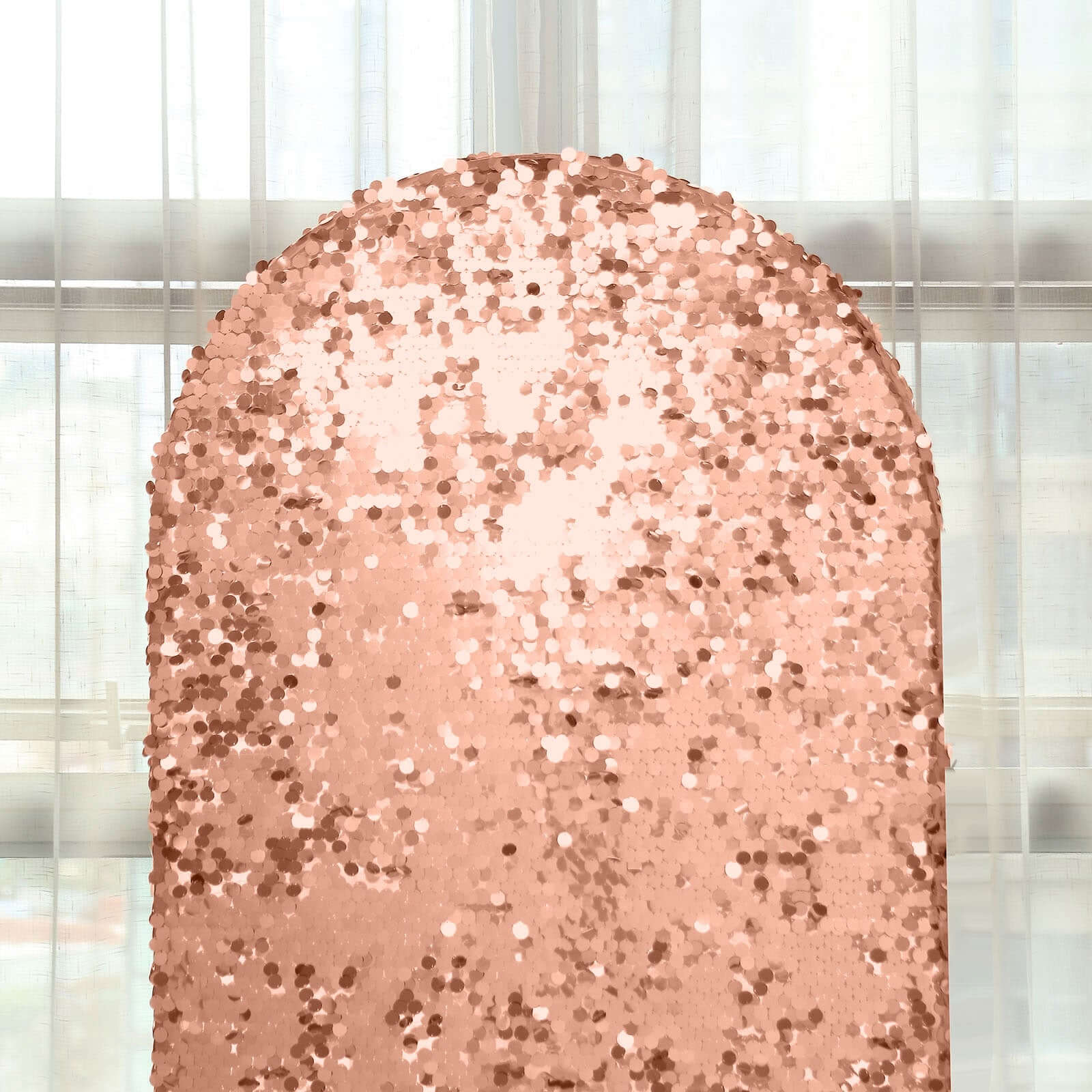 Hot Sale! 7ft Double-Sided Sparkly Rose Gold Payette Sequin Cover for Round Top Wedding Arch