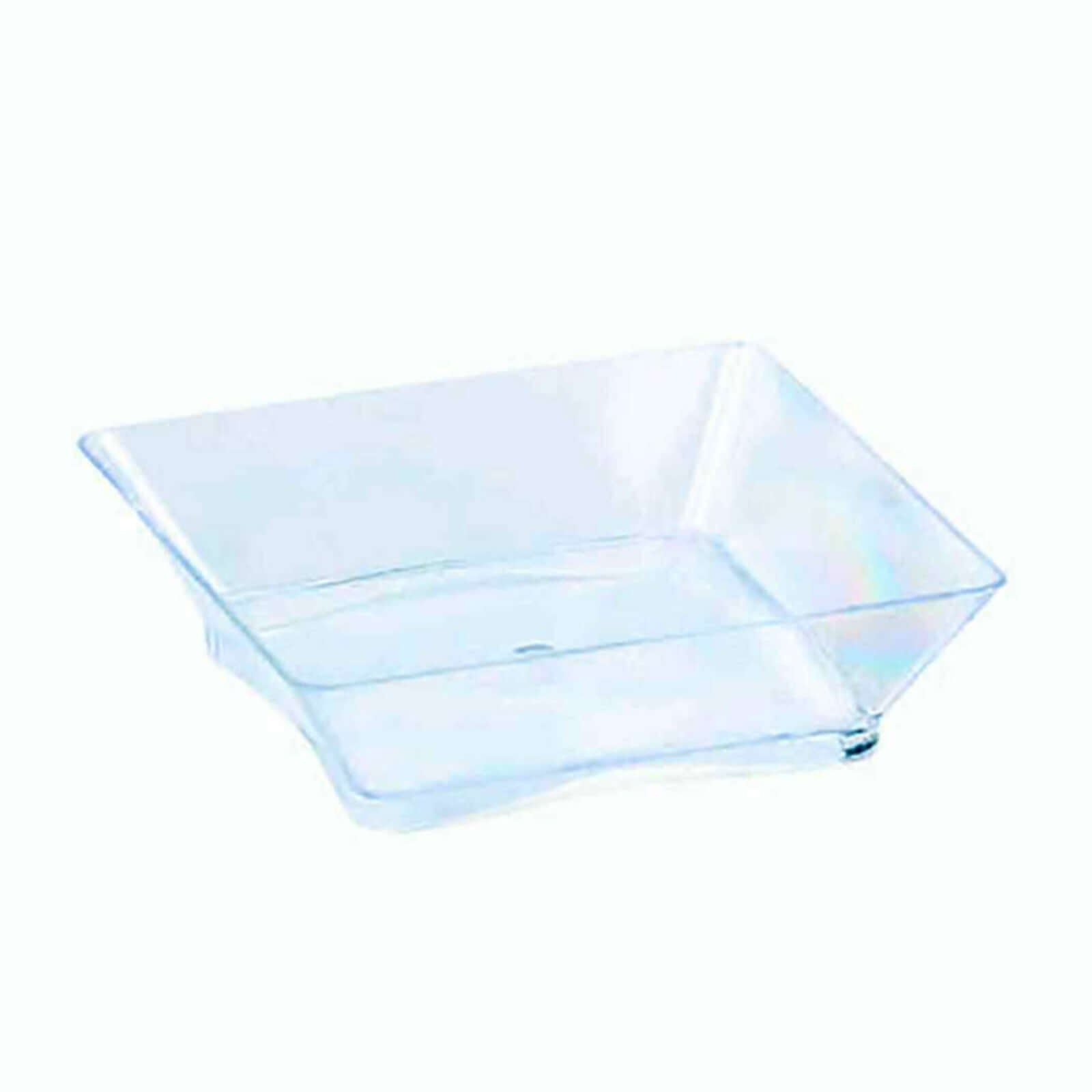 50-Pack Clear Plastic Disposable Appetizer Plates with Modern Square Design