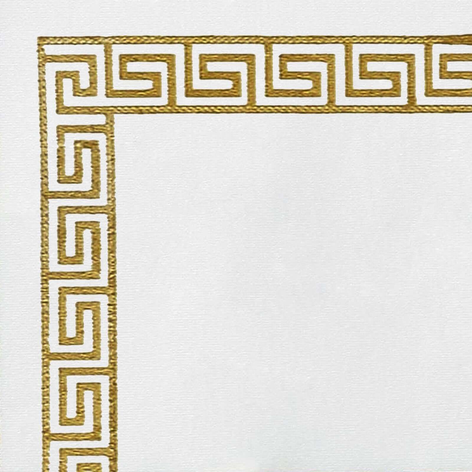 25-Piece Set of Hygienic Disposable Airlaid White Napkins with Gold Greek Key Design, 5x5 Size
