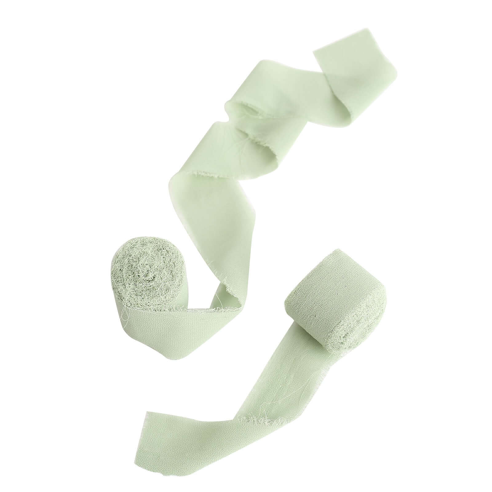2-Pack Sage Green Silk-Like Chiffon Ribbon Rolls for DIY Wedding Crafts