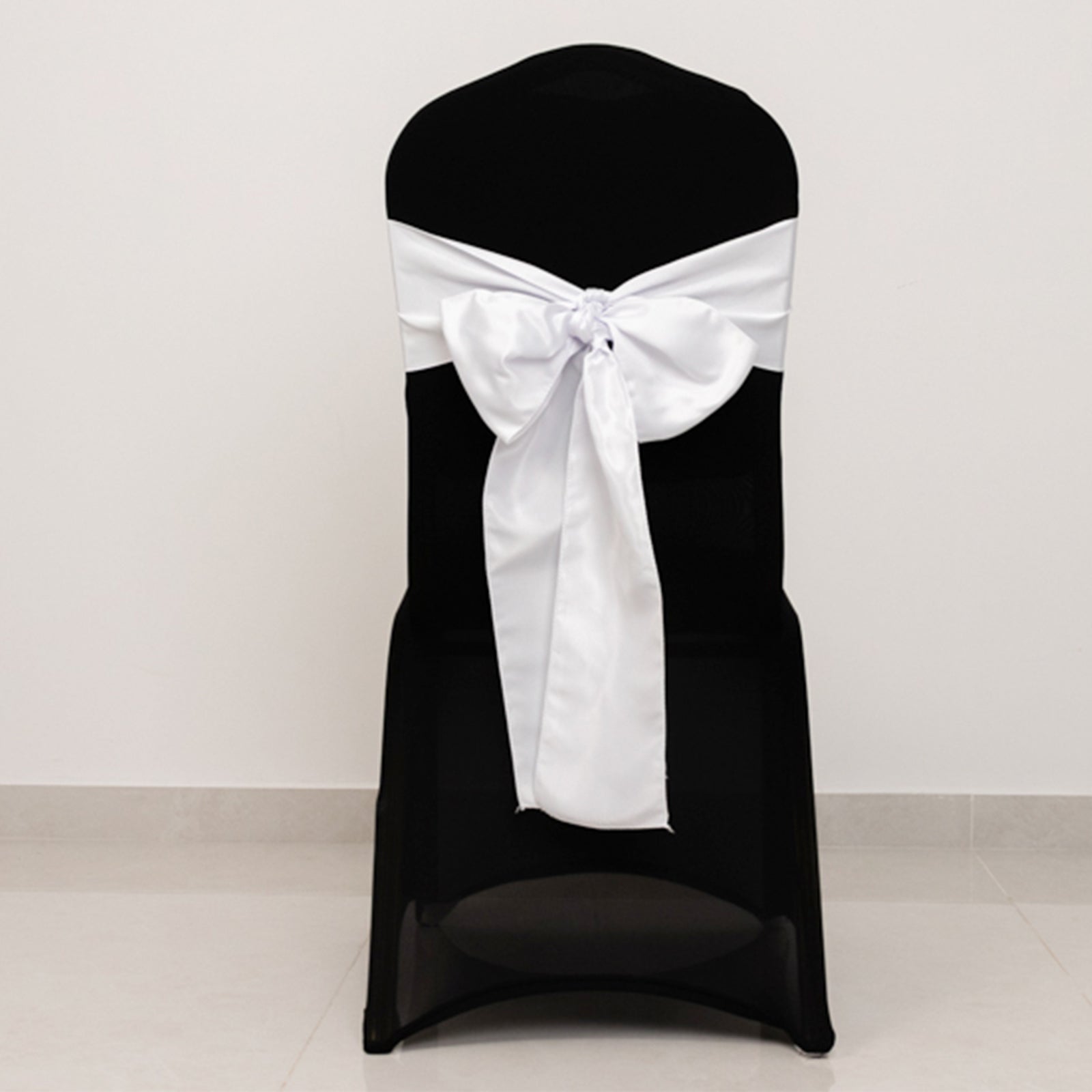 5-Pack White Lamour Satin Chair Sashes (6x106) - Stylish Reusable Decor for Weddings & Gatherings