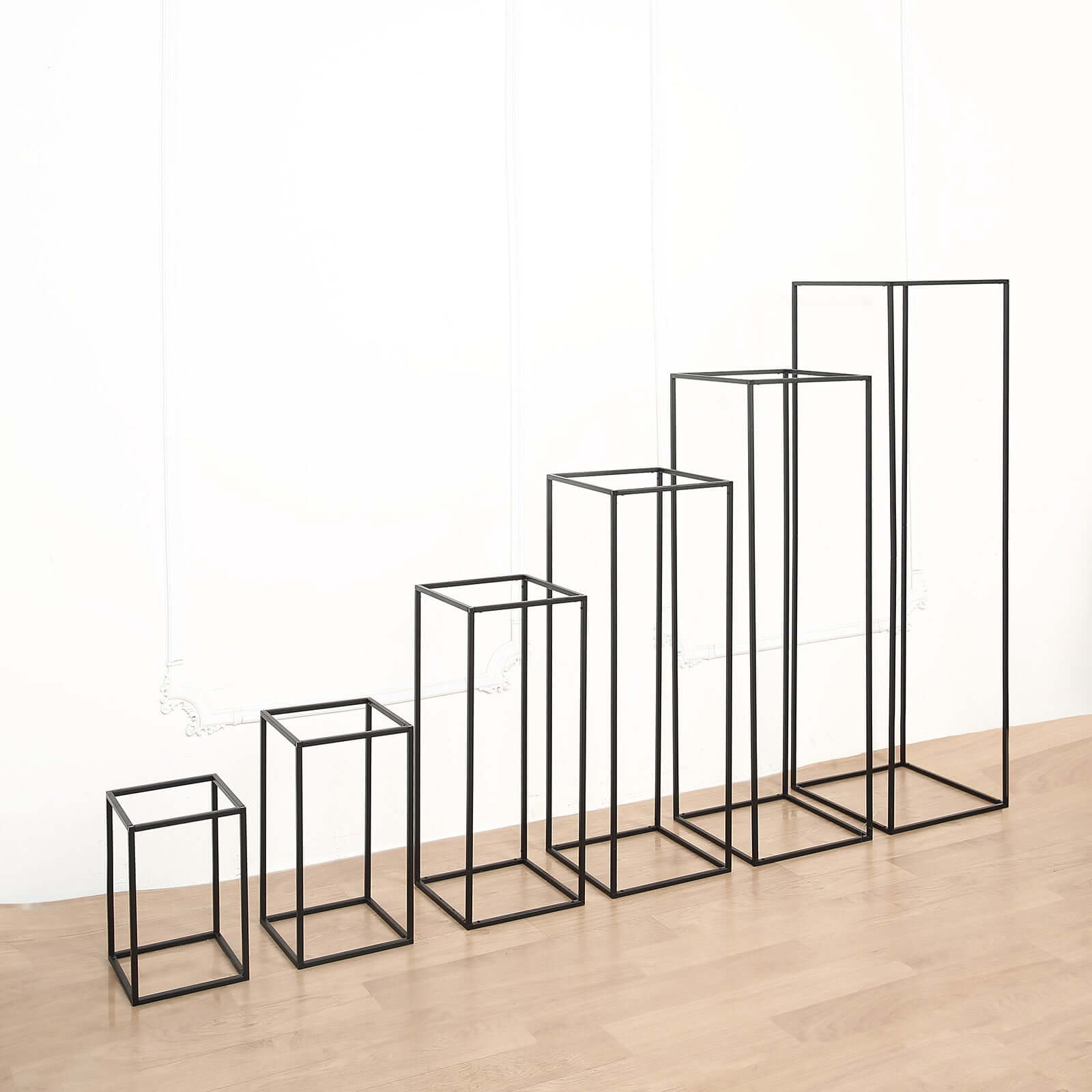 2-Pack Matte Black Metal Geometric Wedding Flower Stand - Ideal for Sophisticated Arrangements