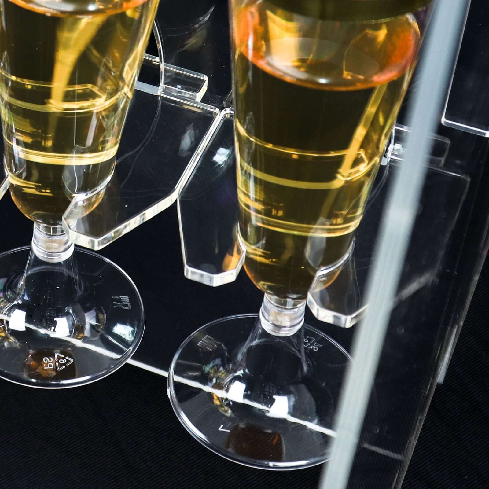 Clear 2-Tier Acrylic Champagne Glass Holder Display Stand - Ideal for Events & DIY Bars, 18 Hooks Included