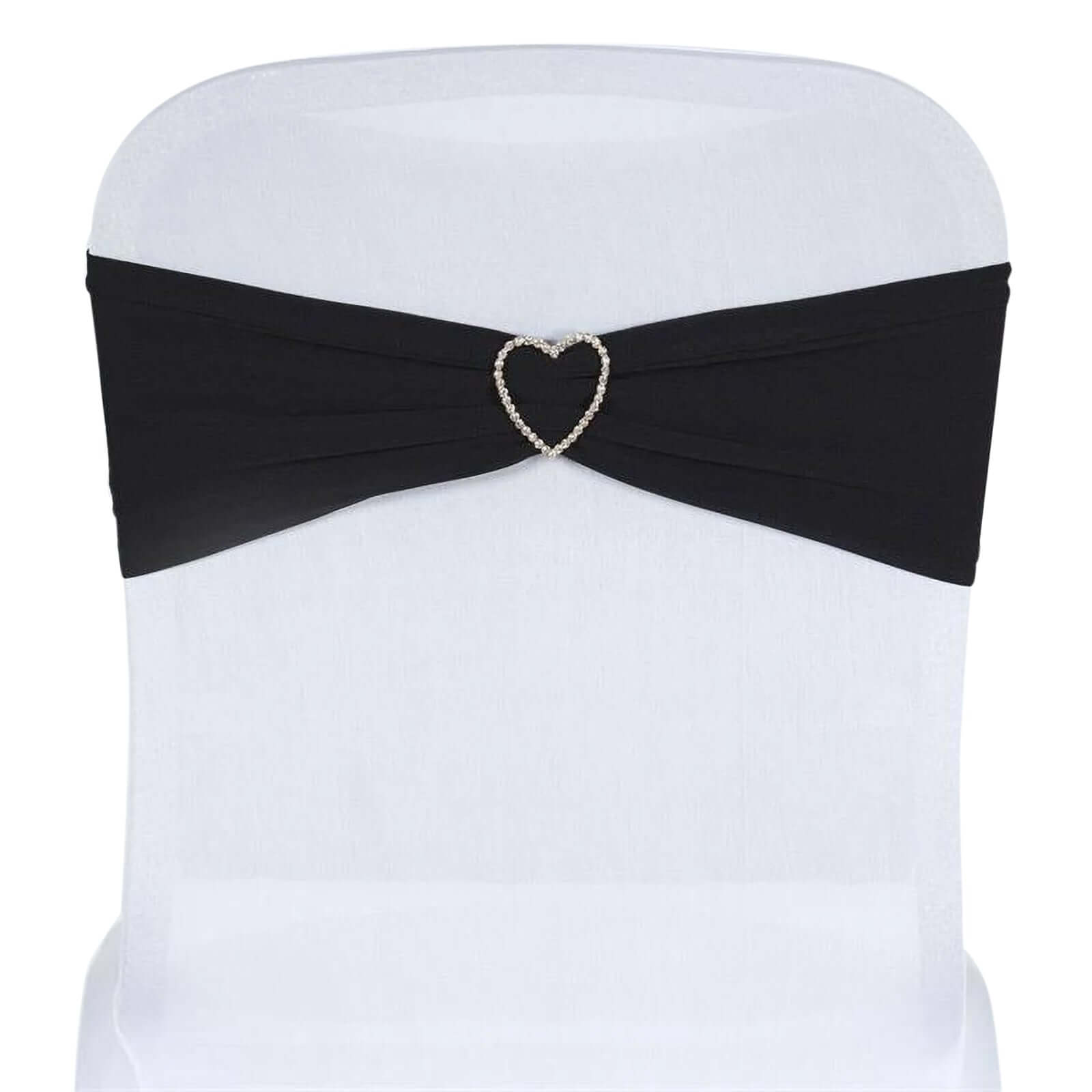 5-Pack Black Stretch Spandex Chair Sashes - Heavy Duty & Fitted