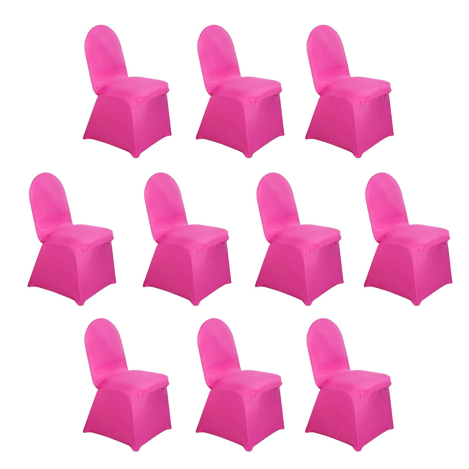 10-Piece Fuchsia Spandex Stretch Slip-On Chair Covers for Banquets - Durable & Reusable