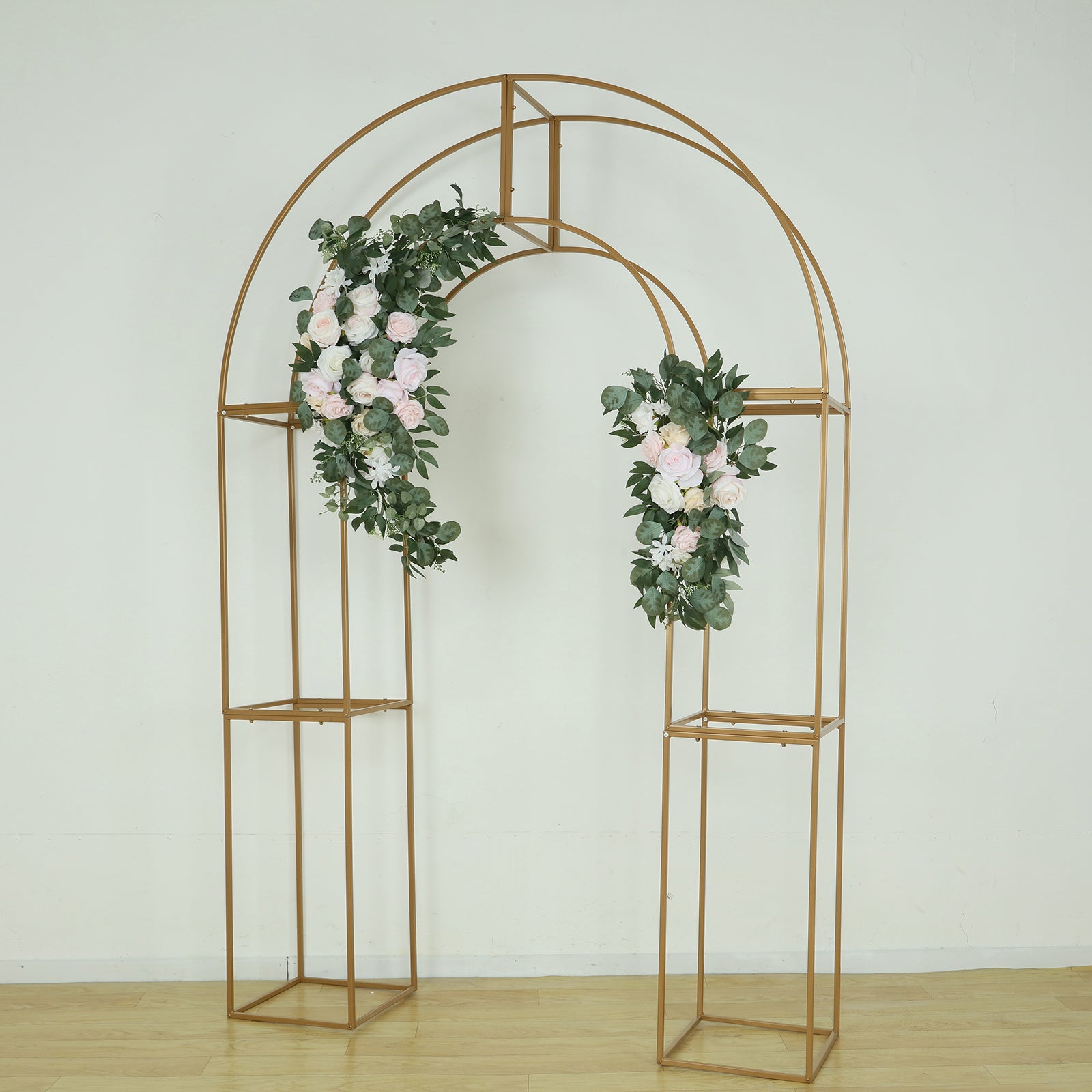 Sale! 7.5ft Gold 3D Metal Wedding Arch Backdrop Stand with Round Top for Elegant Parties