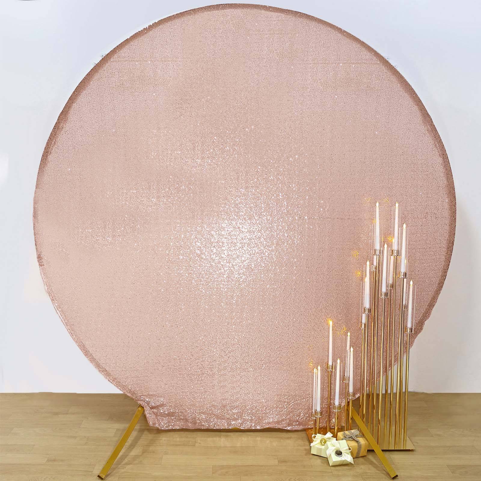 7.5ft Blush Sequin Wedding Arch Cover - Shiny 2-Sided Custom Fit for Photos