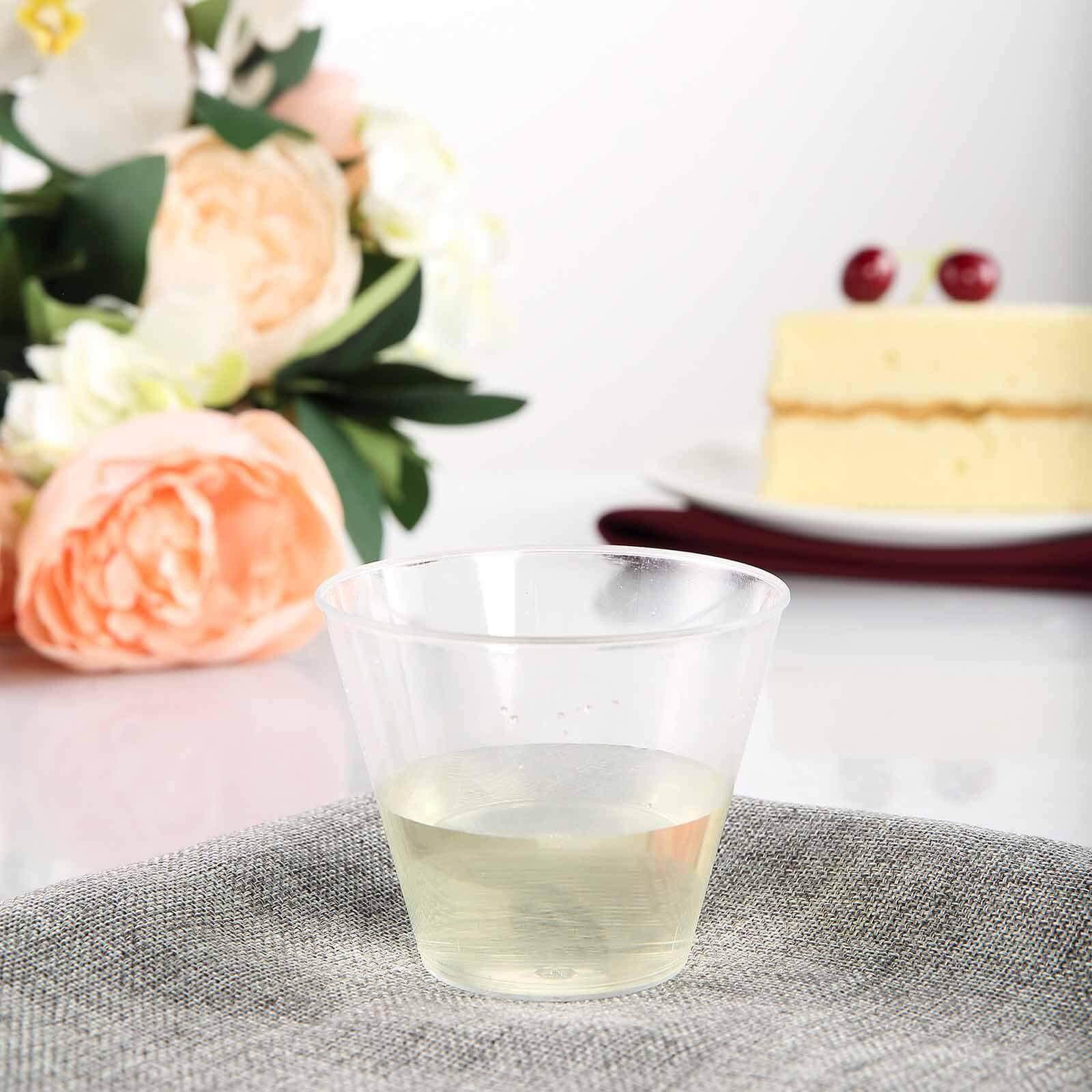 25-Piece Set of 9oz Clear Hard Plastic Disposable Party Tumblers