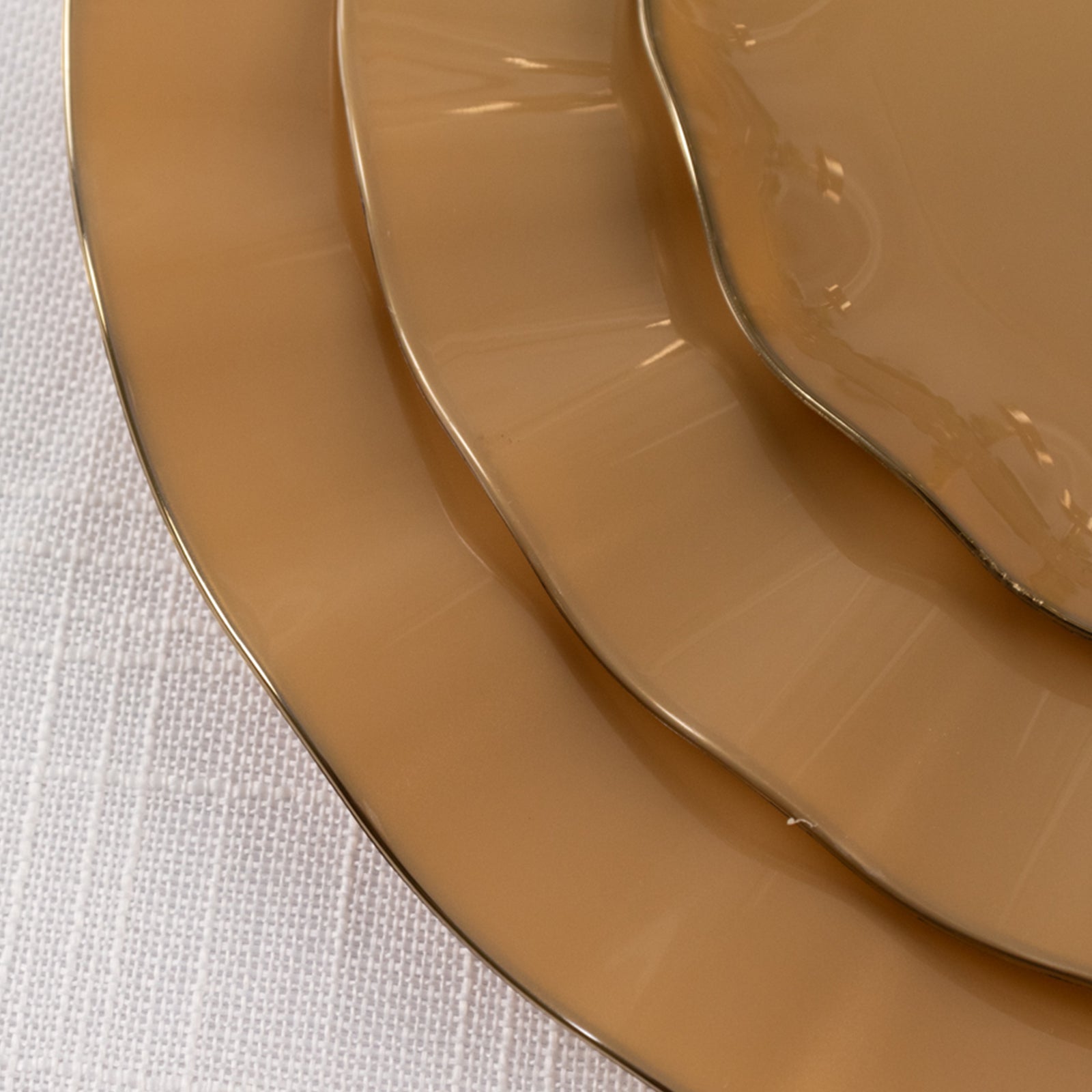 Get This 10-Pack of Sturdy Gold Plastic Round Dinner Plates with Ruffled Rim for Classy Events