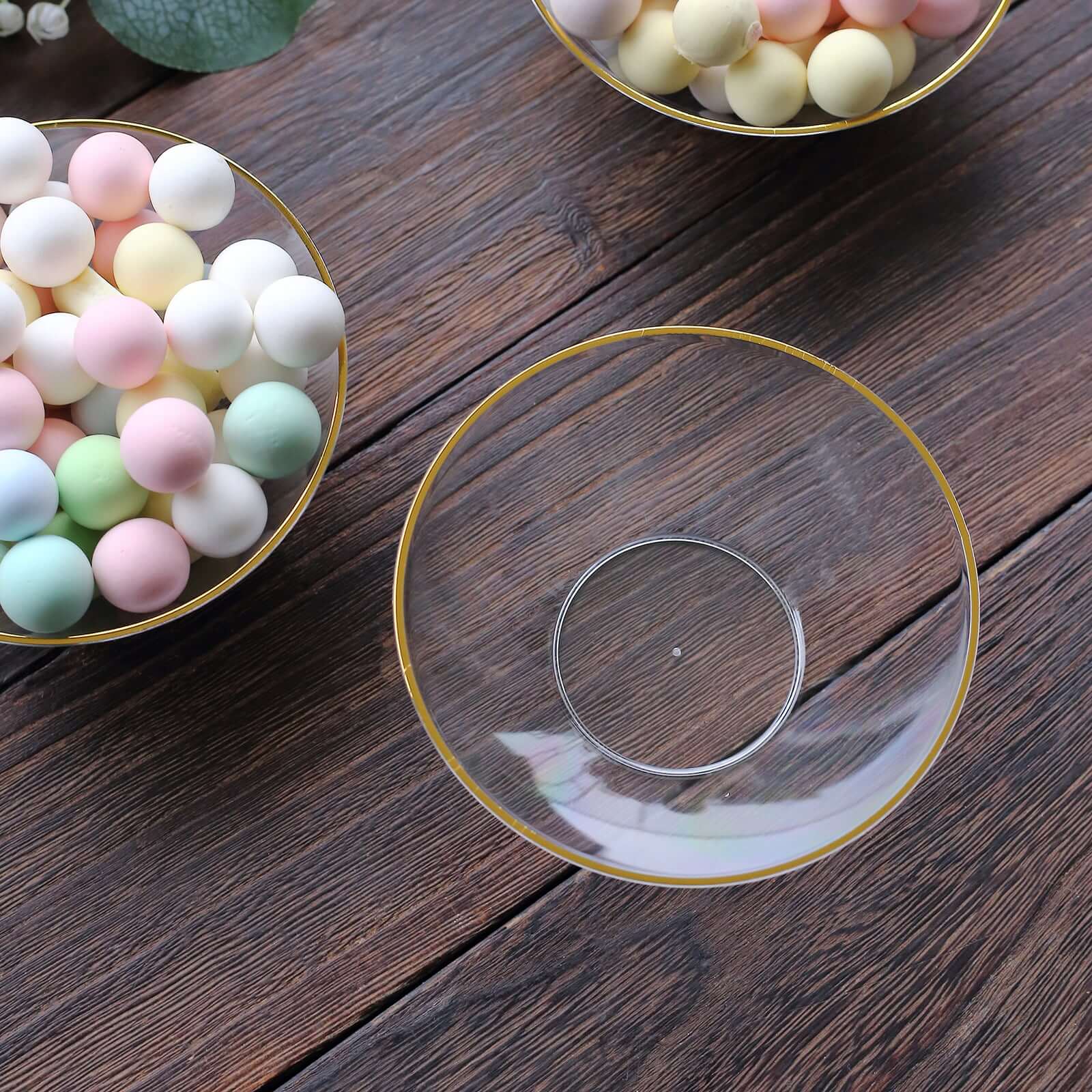 24-Pack 7oz Clear Premium Gold Rim Heavy Duty Plastic Ice Cream Bowls - Ideal for Celebrations