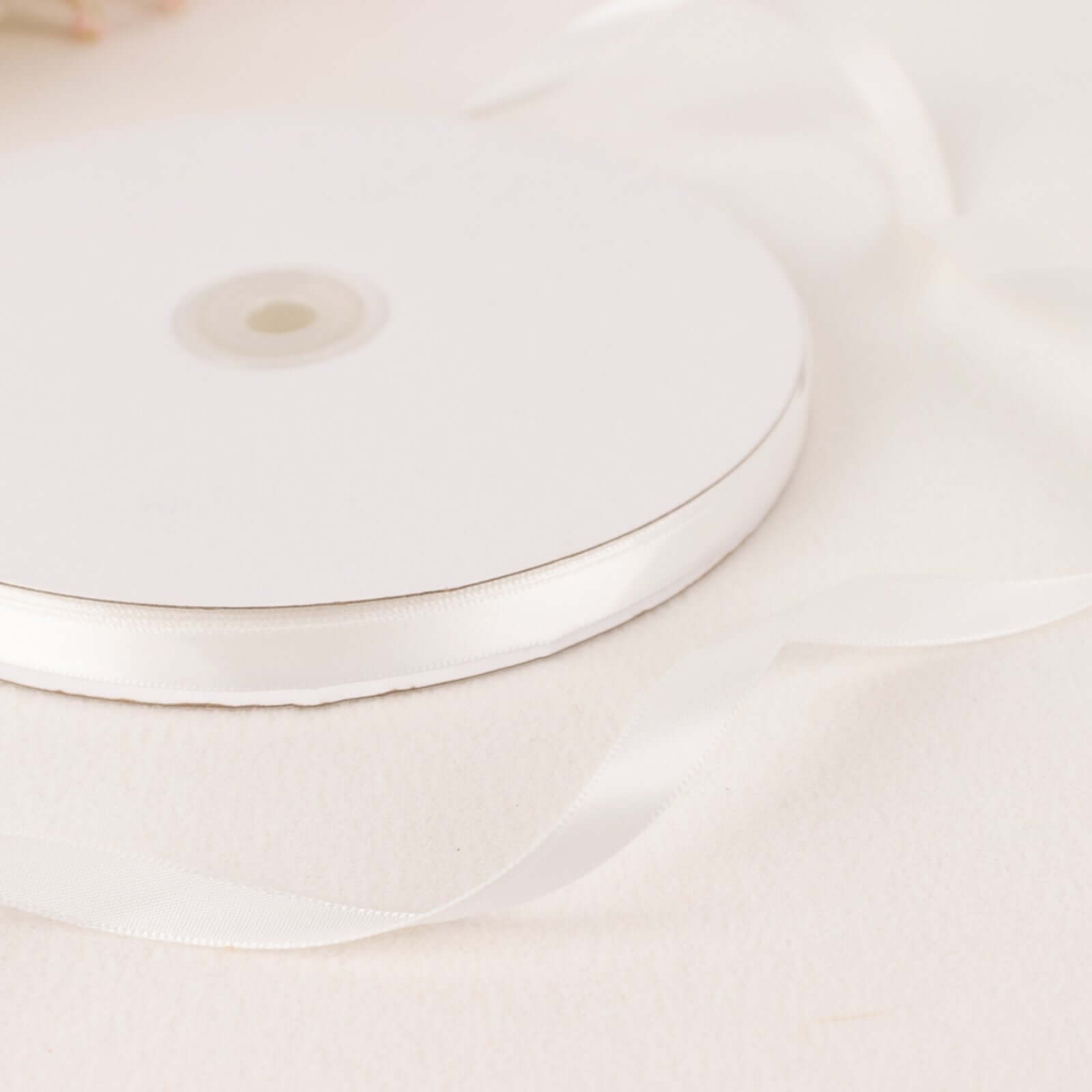 Hot Sale! 100-Yard 3/8-Inch White Single-Face Decorative Satin Ribbon for Various Occasions