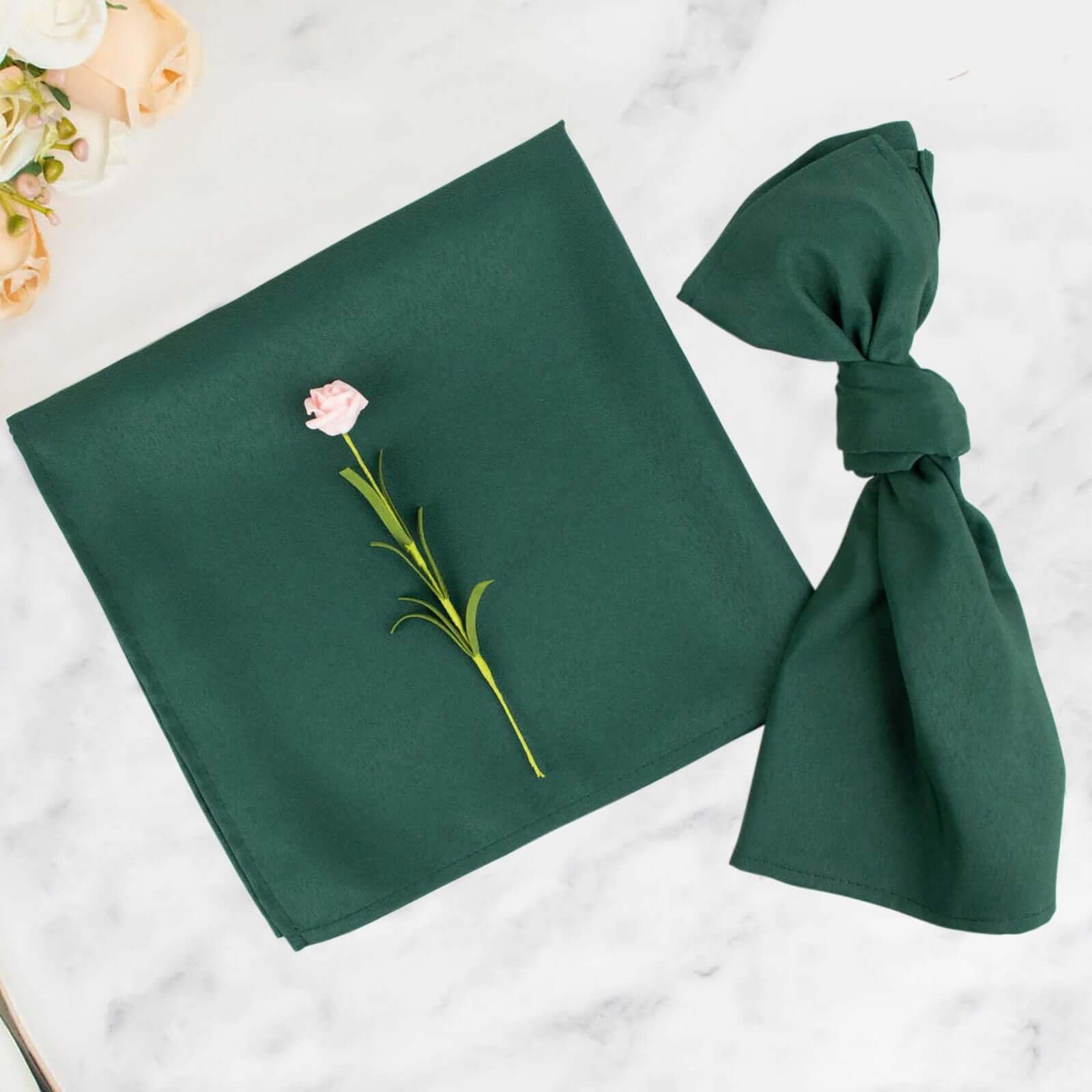 5-Pack Premium 20x20 Hunter Emerald Green Polyester Dinner Napkins - Wrinkle-Free & Durable