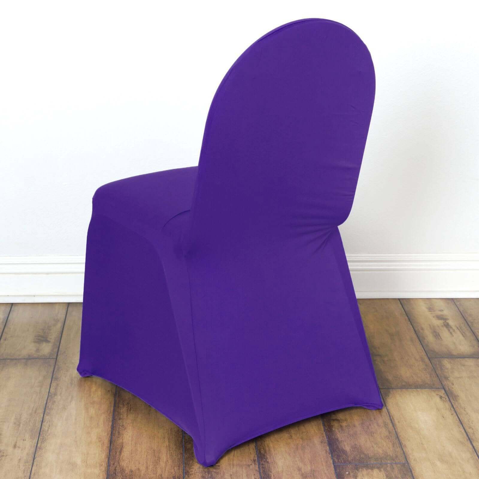 Purple Spandex Stretch Slip-On Chair Cover for Banquet Chairs - 160GSM Premium Fabric