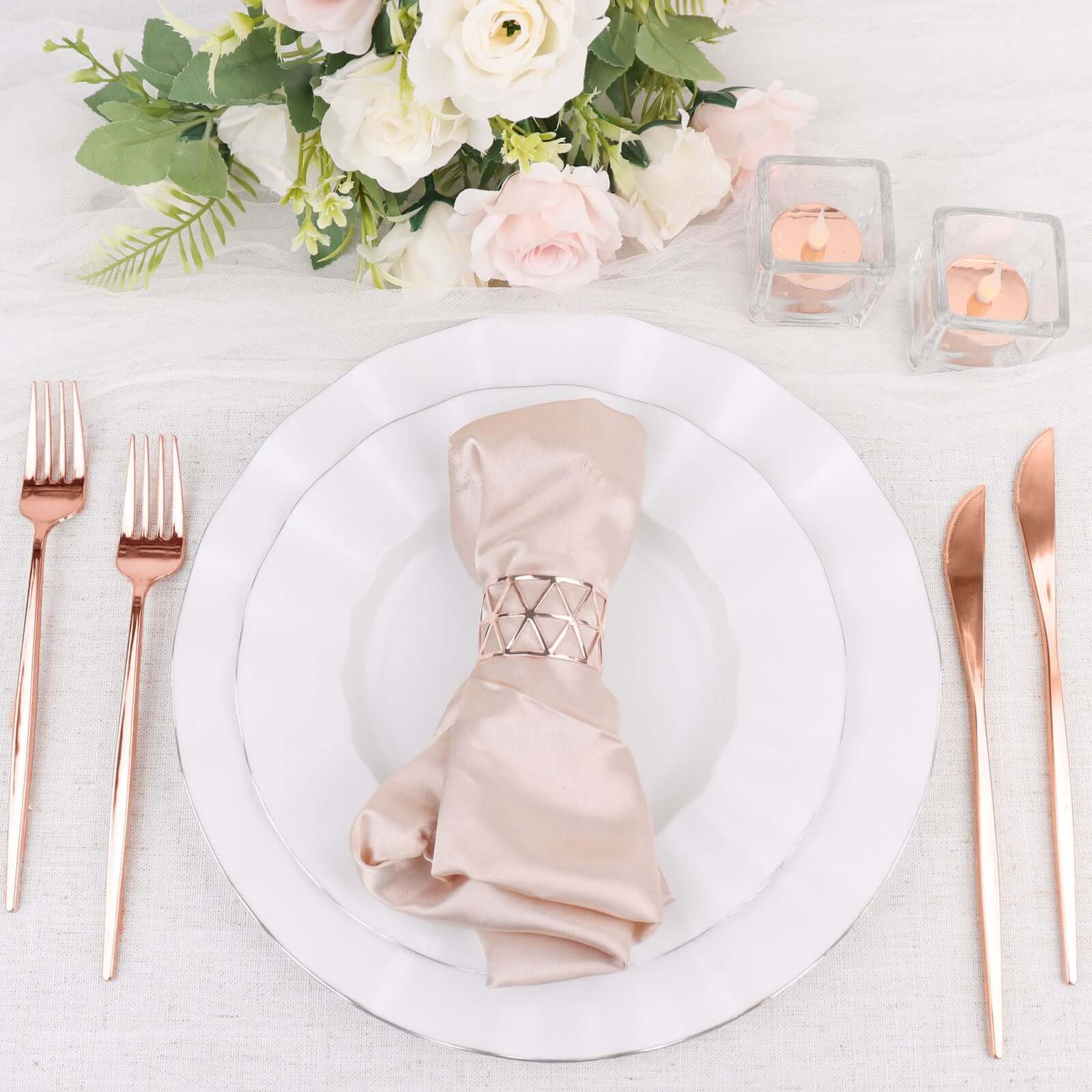 Premium 24-Pack Disposable Rose Gold Plastic Knives - 8.5 Inches