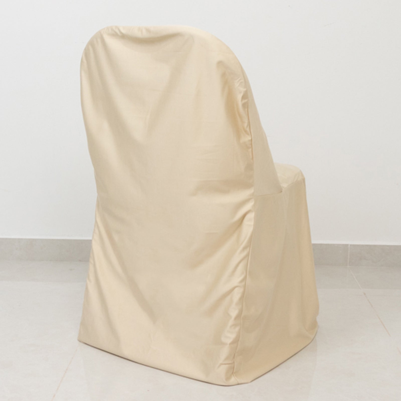 Hot Sale! Beige Premium Scuba Polyester Stretch Folding Chair Slipcover - Wrinkle & Stain Free