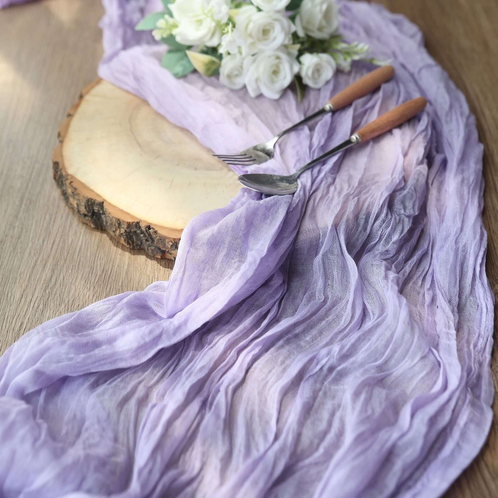 10ft Lavender Lilac Gauze Cheesecloth Table Runner - Rustic Boho Style, Perfect for Events
