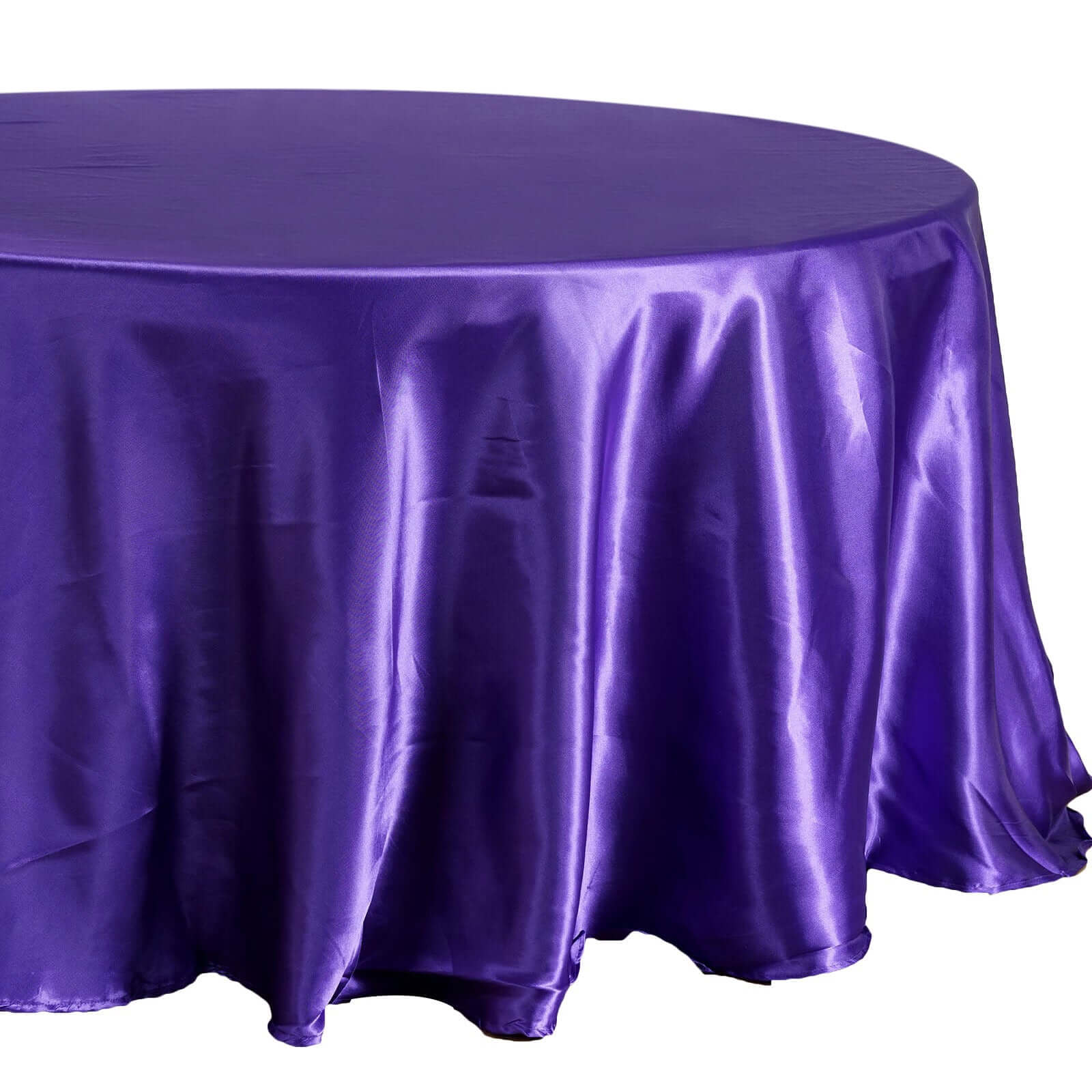 Luxurious Purple 108-Inch Round Satin Tablecloth - Smooth and Shiny