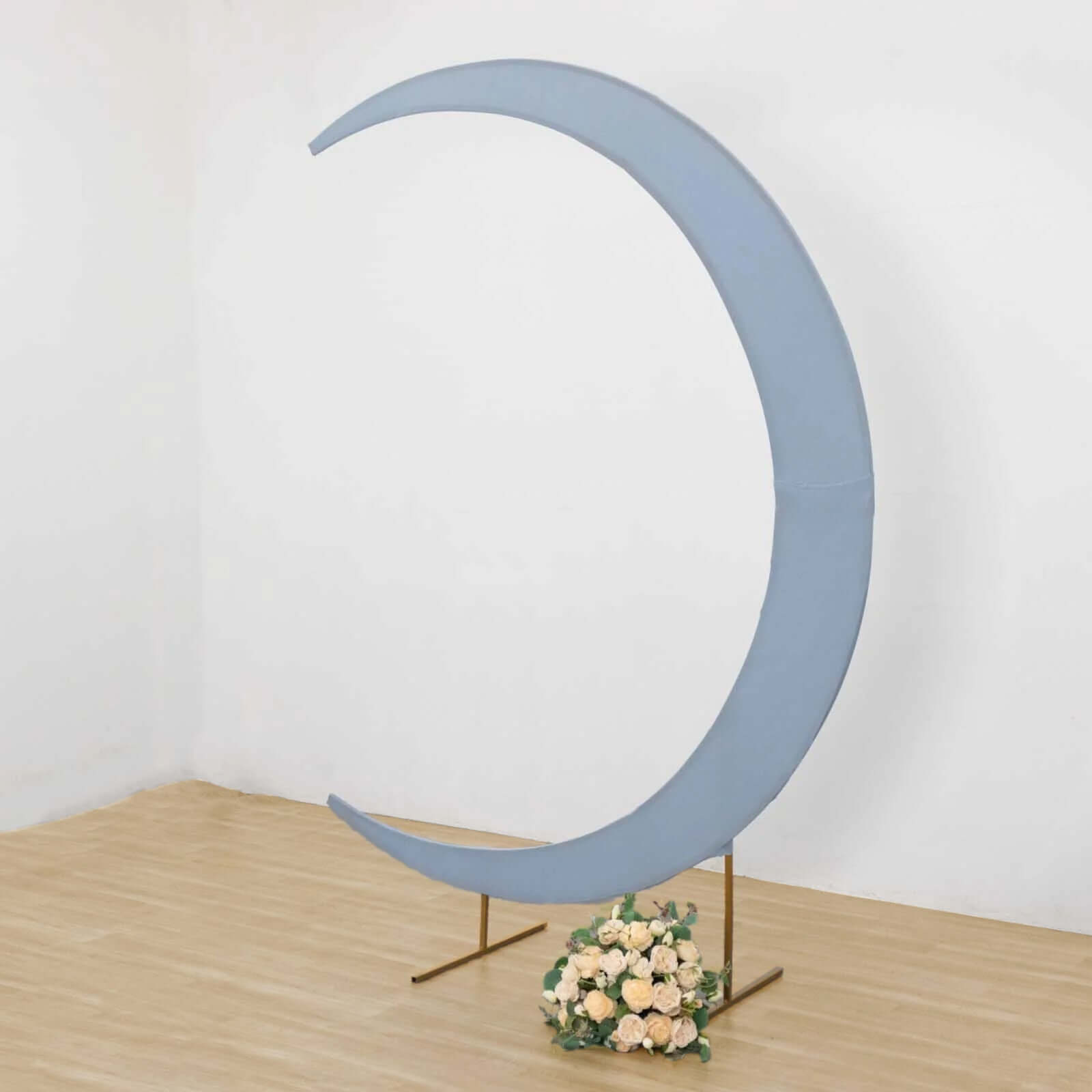 Custom-Fit 7.5ft Dusty Blue Spandex Cover for Crescent Moon Wedding Arch