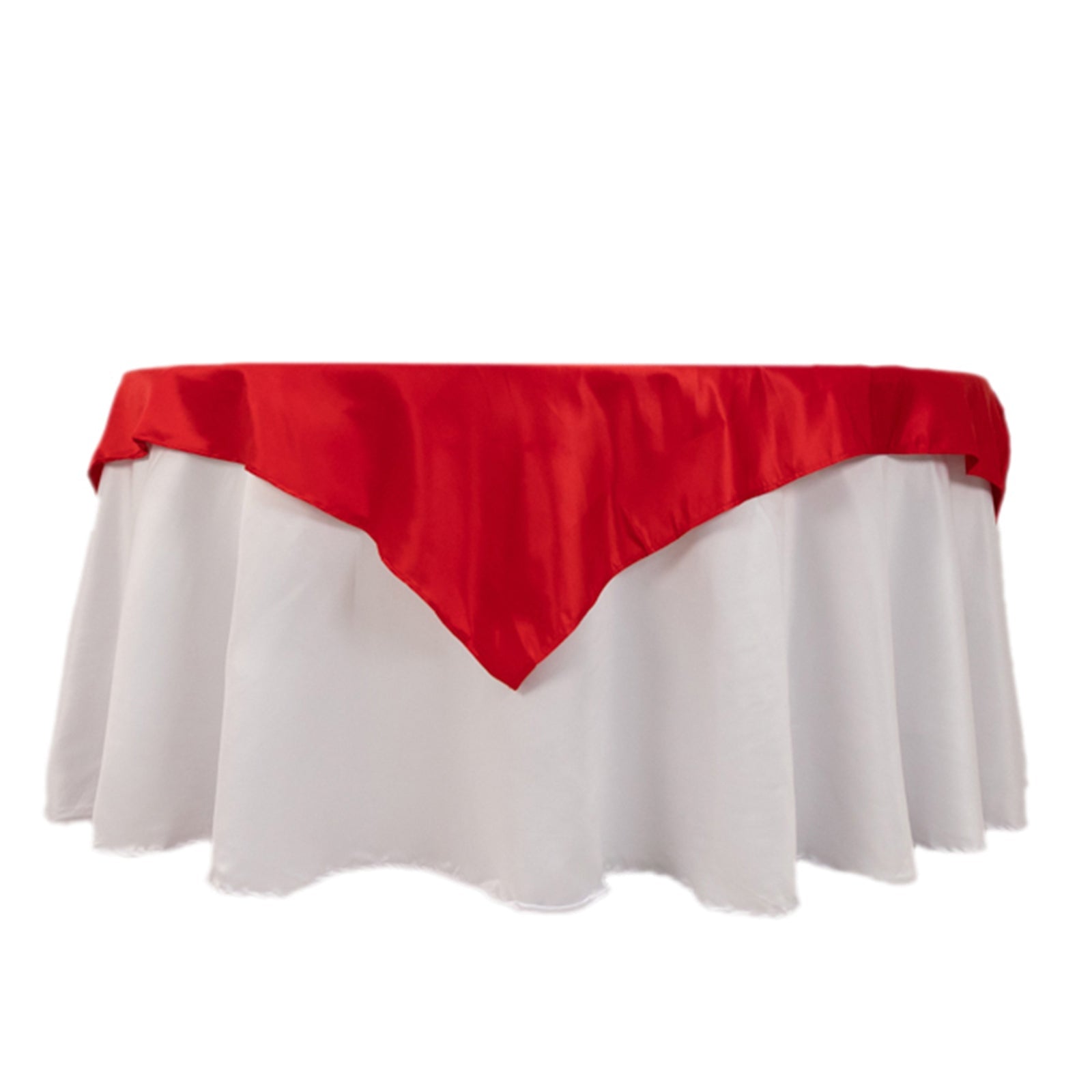Hot Deal! Durable Silk-Like Red Lamour Satin 54x54 Square Table Overlay Tablecloth