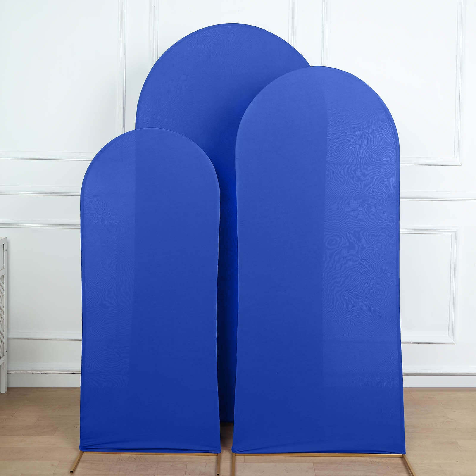 3-Piece Matte Royal Blue Spandex Fitted Covers for Round Top Chiara Wedding Arch - 5ft, 6ft, 7ft