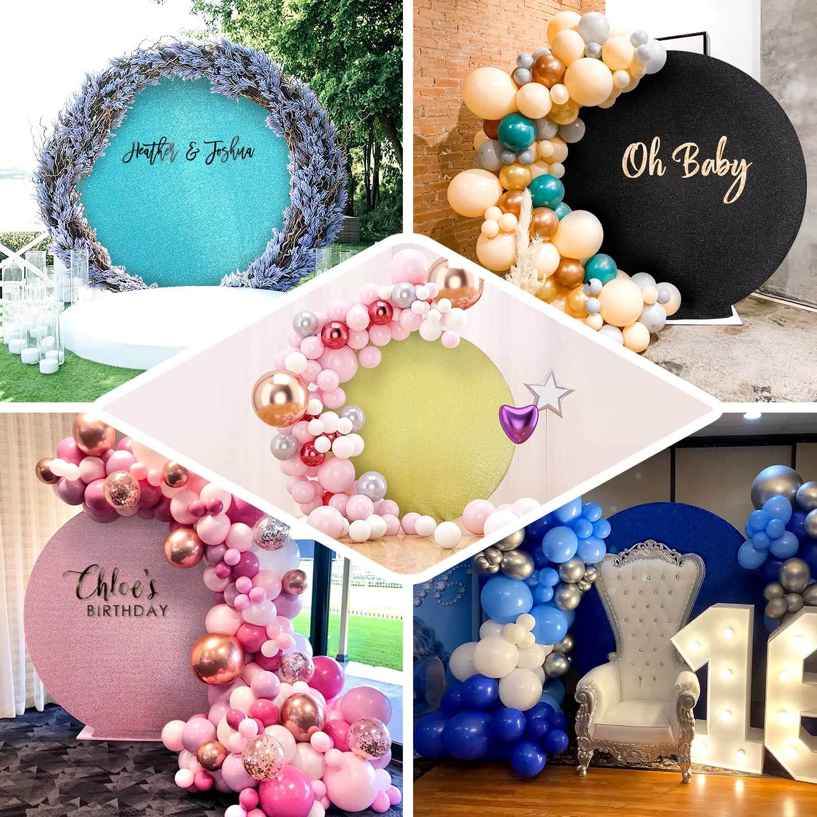 7.5ft Royal Blue Metallic Shimmer Tinsel Spandex Double-Sided Wedding Arch Cover - Ideal Photo Backdrop